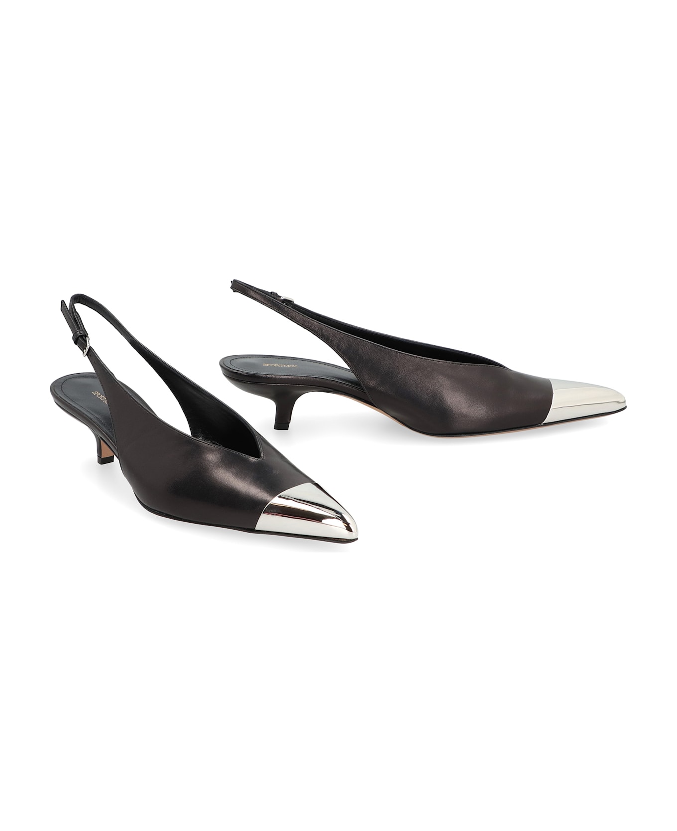 SportMax Liuti Leather Slingback Pumps - black