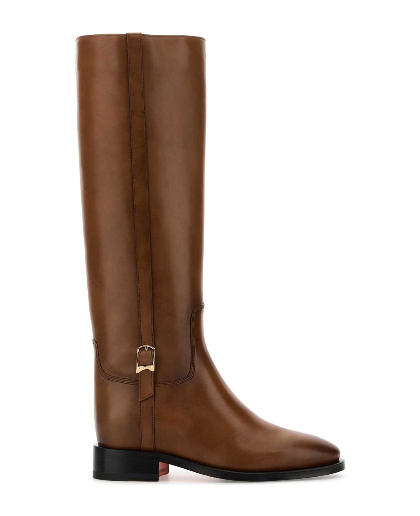 Santoni Brown Leather Mandy Boots - MARRONE