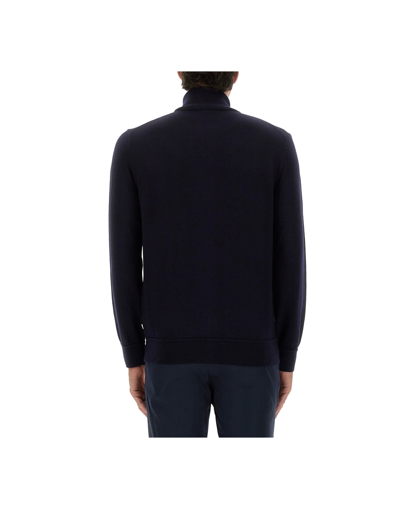 Hugo Boss Shirt With Zip. - BLUE