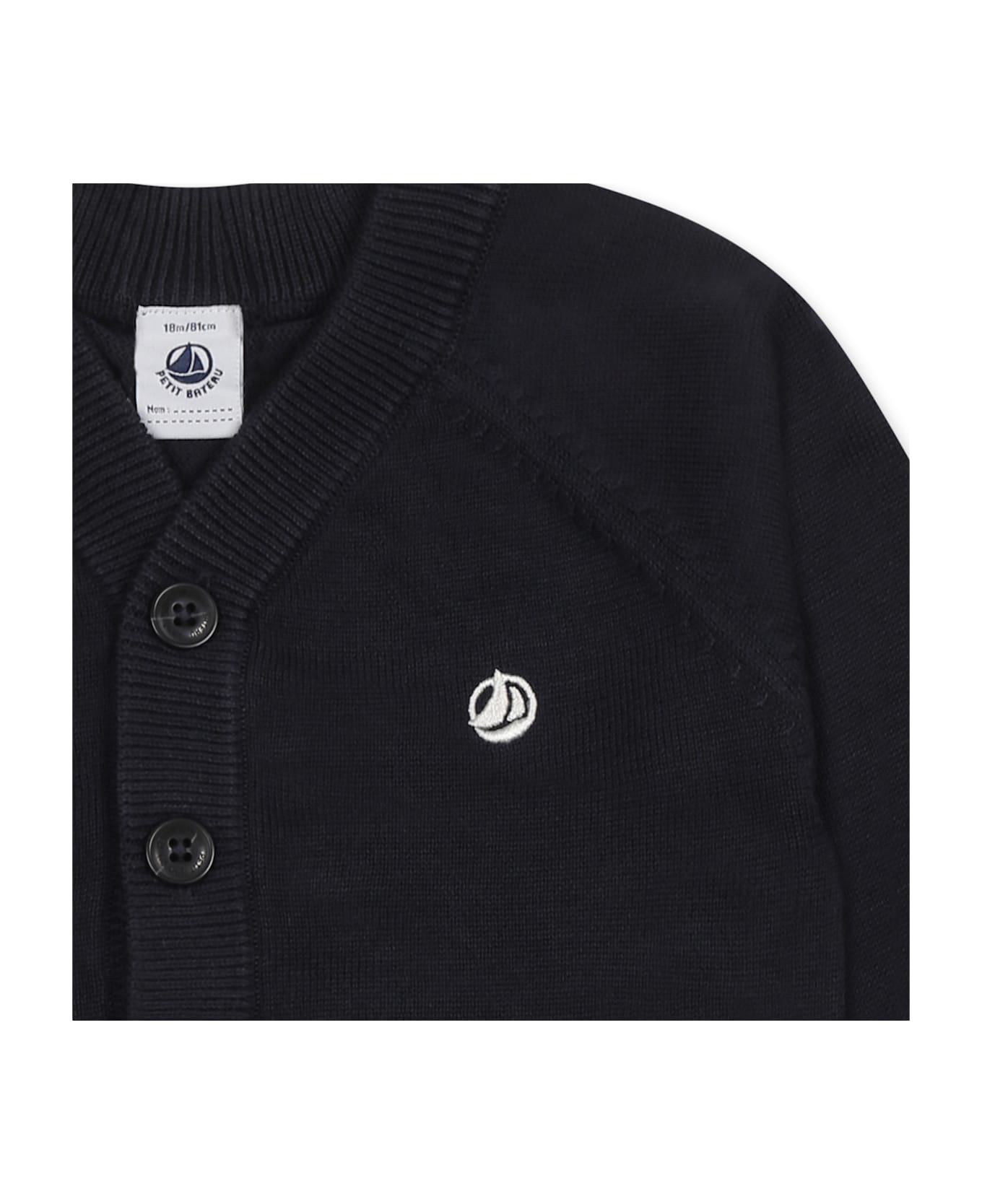 Petit Bateau Blue Cardigan For Baby Boy - Blue
