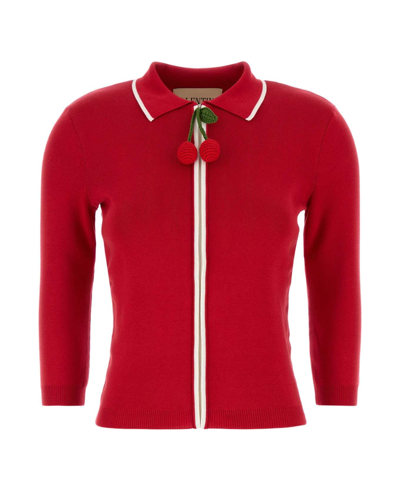 Valentino Garavani Red Cotton Cardigan - PARISAVORIO