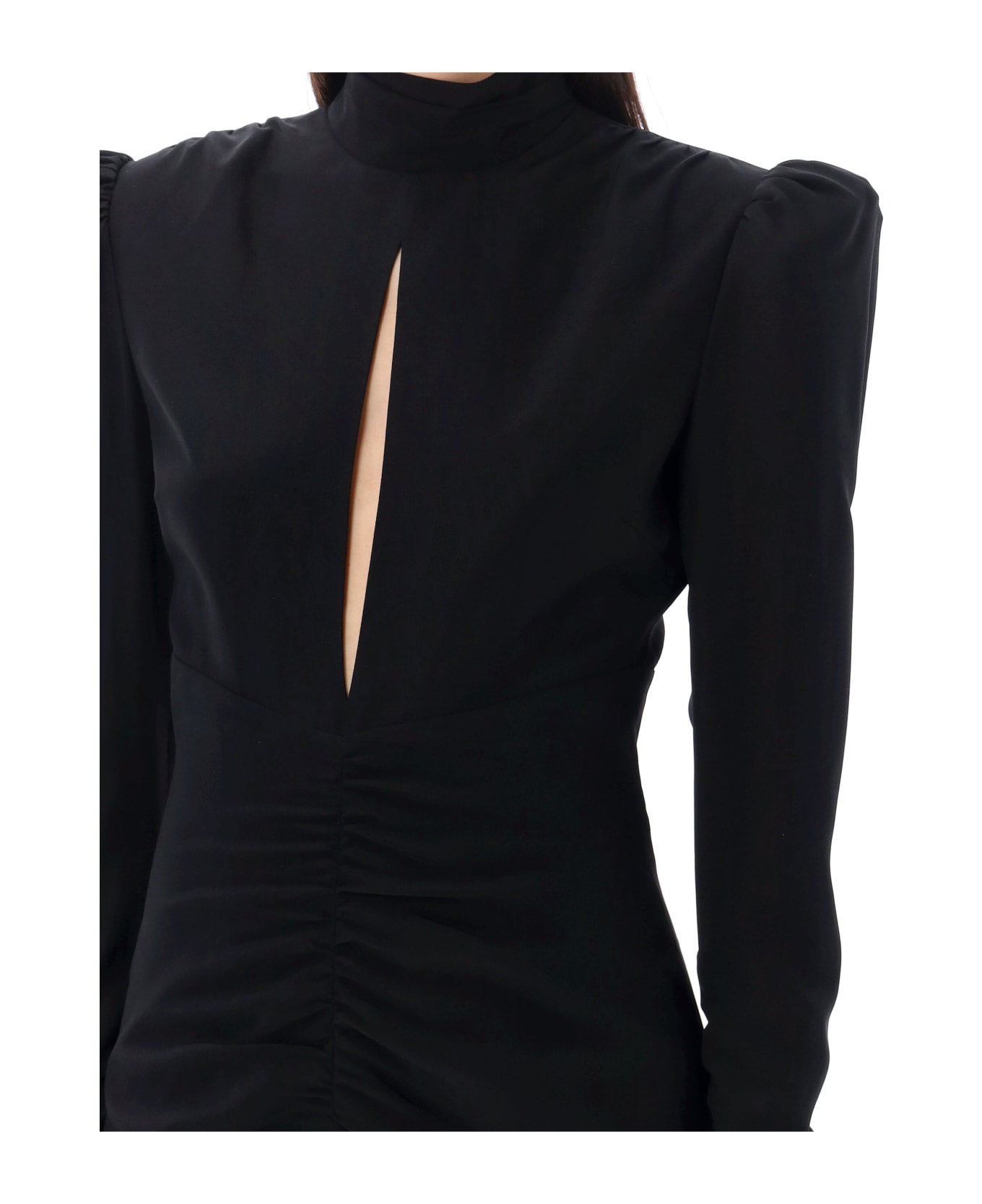 Alessandra Rich High Neck Draped Mini Dress - BLACK ワンピース＆ドレス