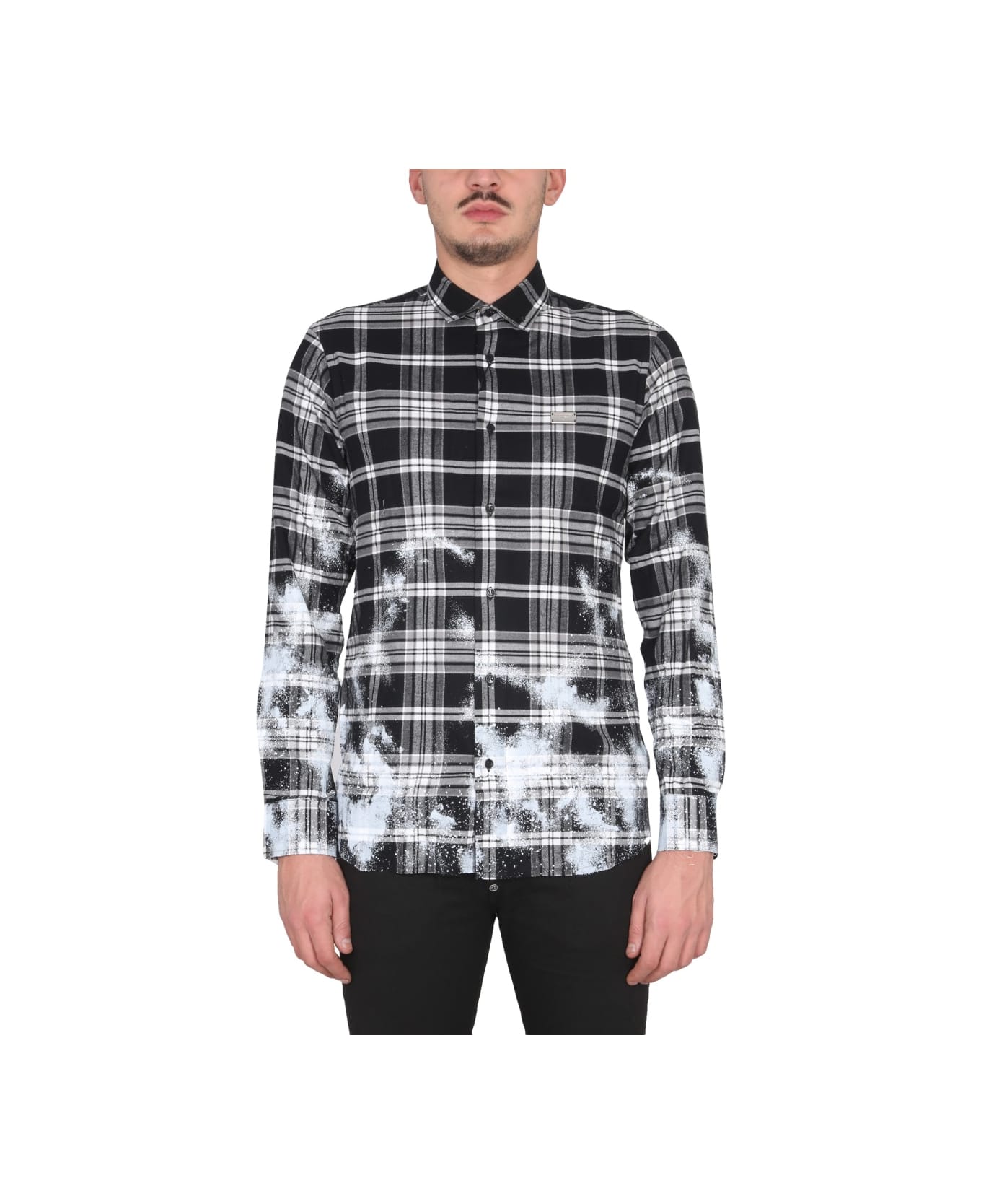 Philipp Plein Tartan Pattern Shirt - BLACK