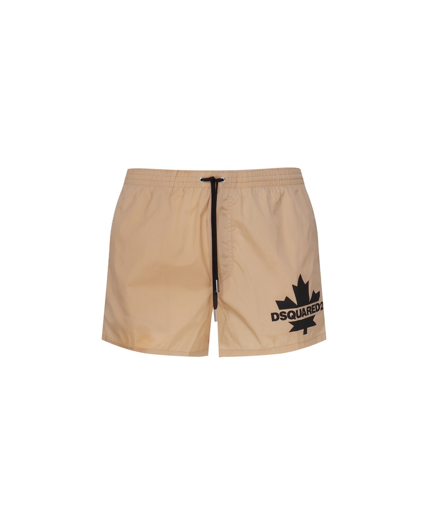 Dsquared2 Swim Shorts With Contrasting Color Logo - Beige