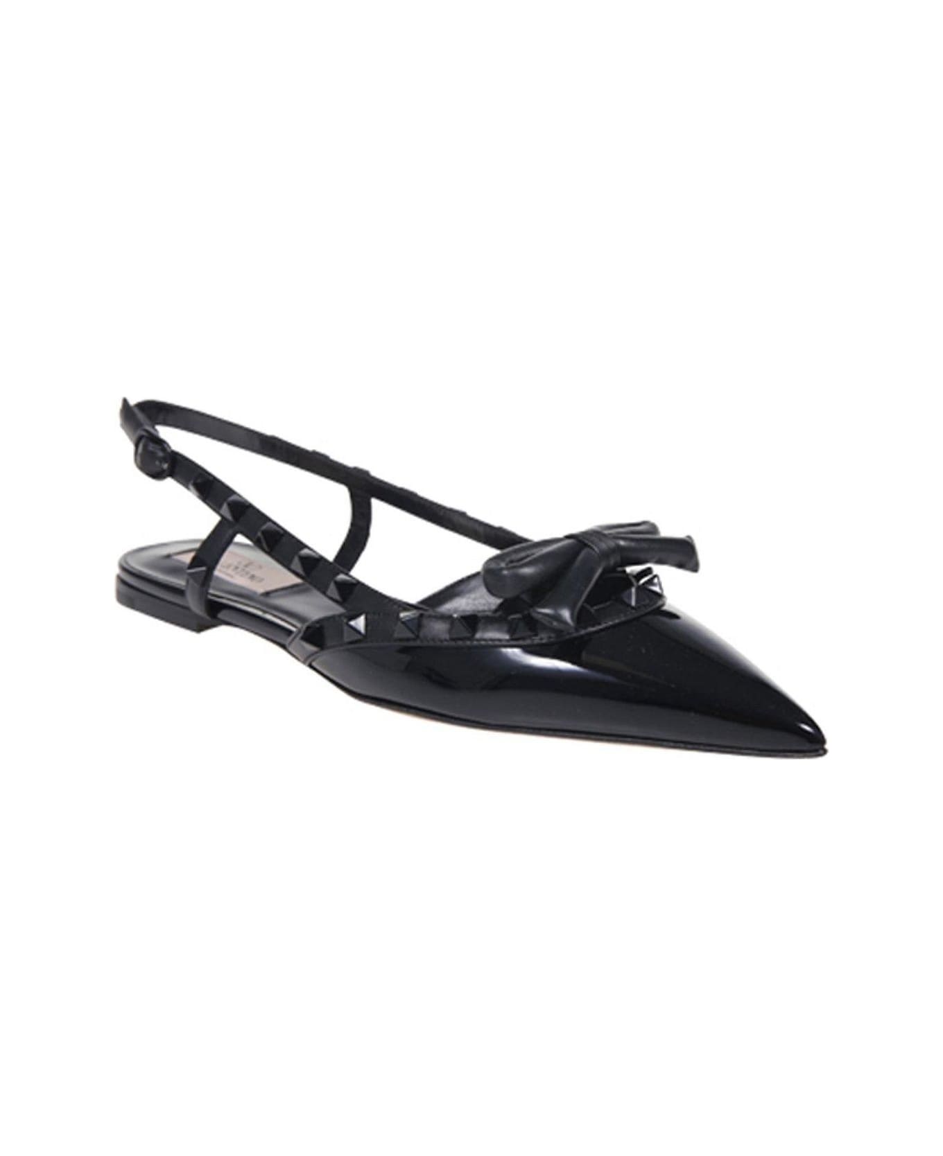 Valentino Garavani Garavani Rockstud Pointed Tow Slingback Ballerina Shoes