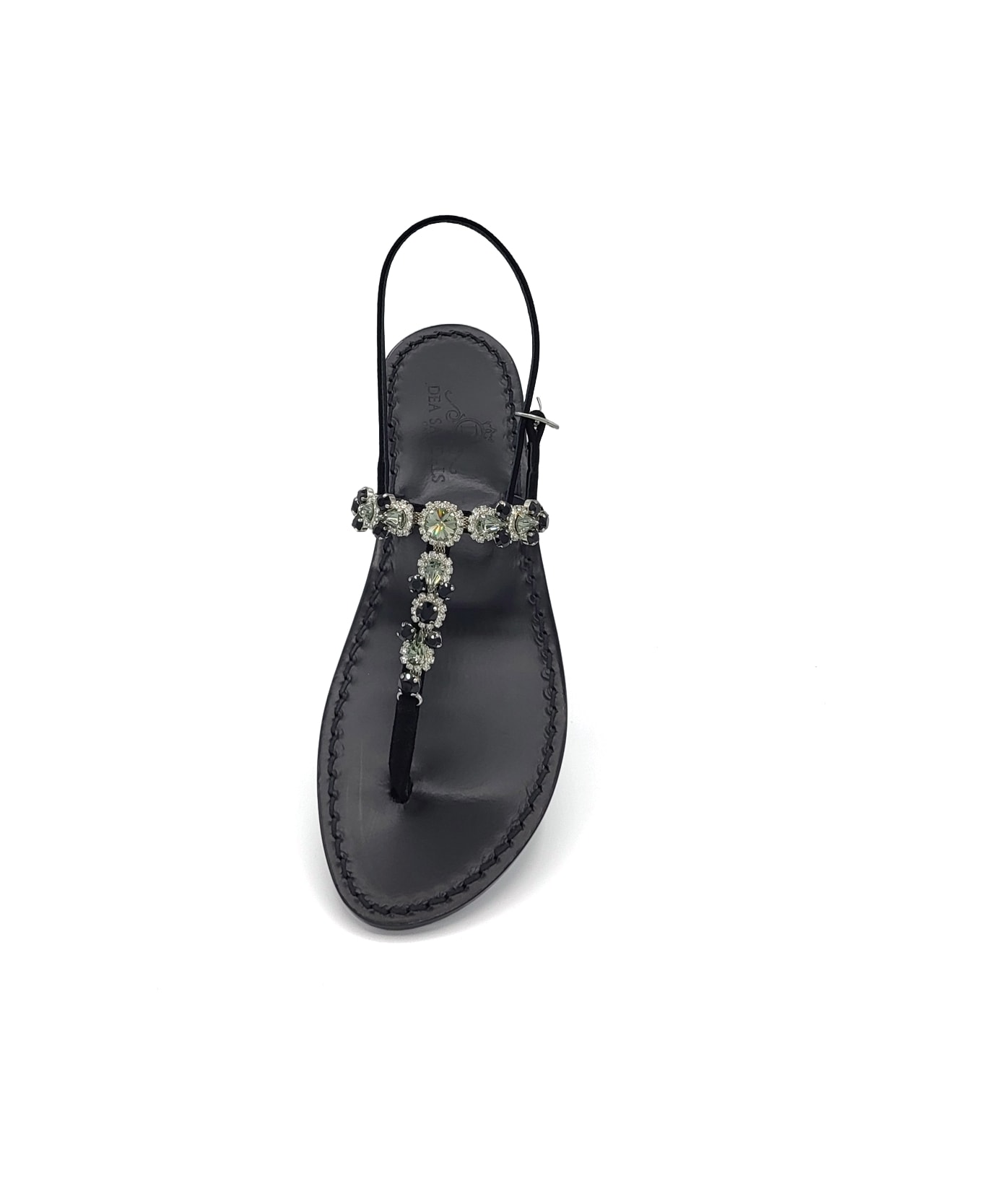 Dea Sandals Queen Black Jewel Sandals - black, gray, crystal