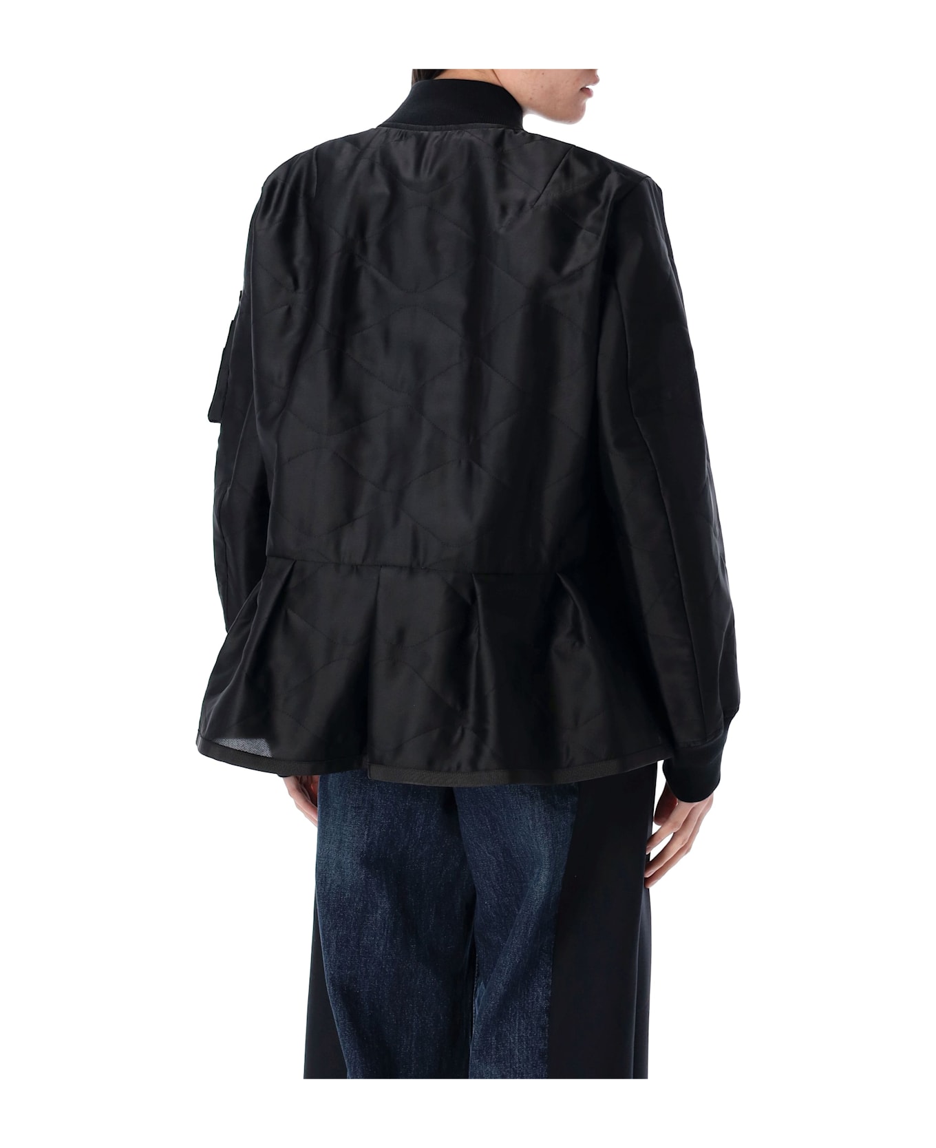 Sacai Quilted Satin Blouson - BLACK