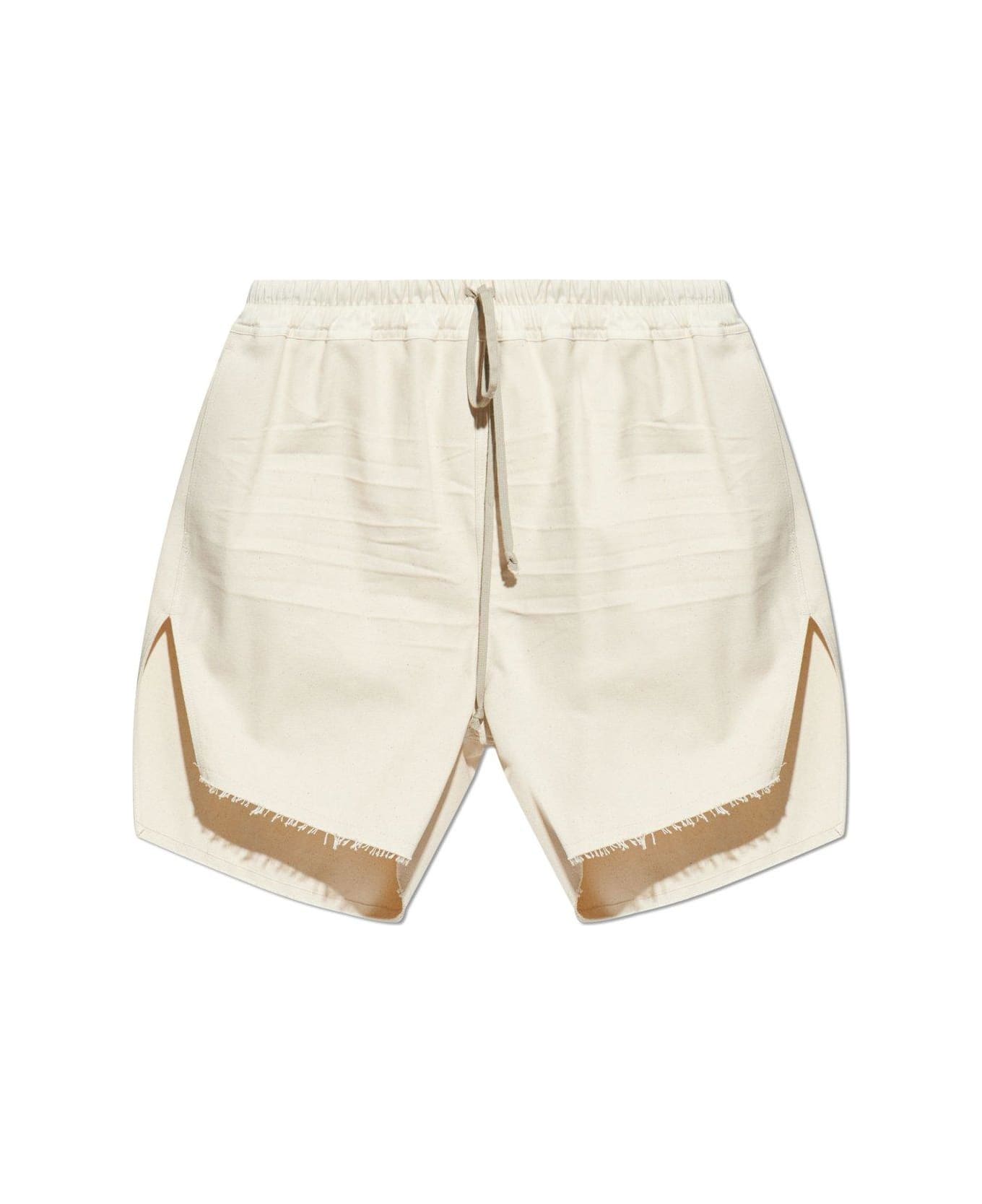 Rick Owens Frayed-edge Drawstring Shorts - Beige