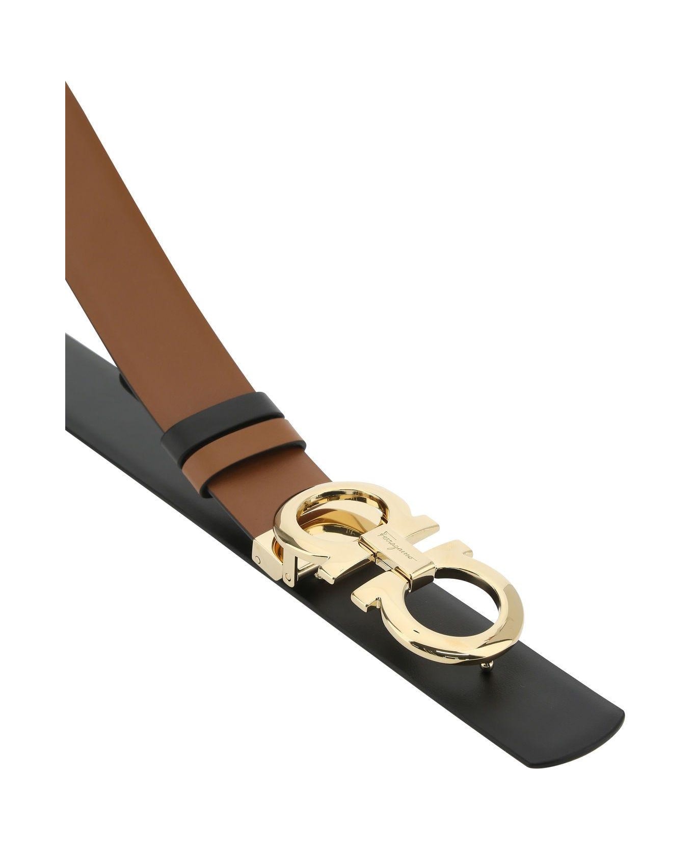 Ferragamo Caramel Leather Reversible Belt - Sella Nero ベルト