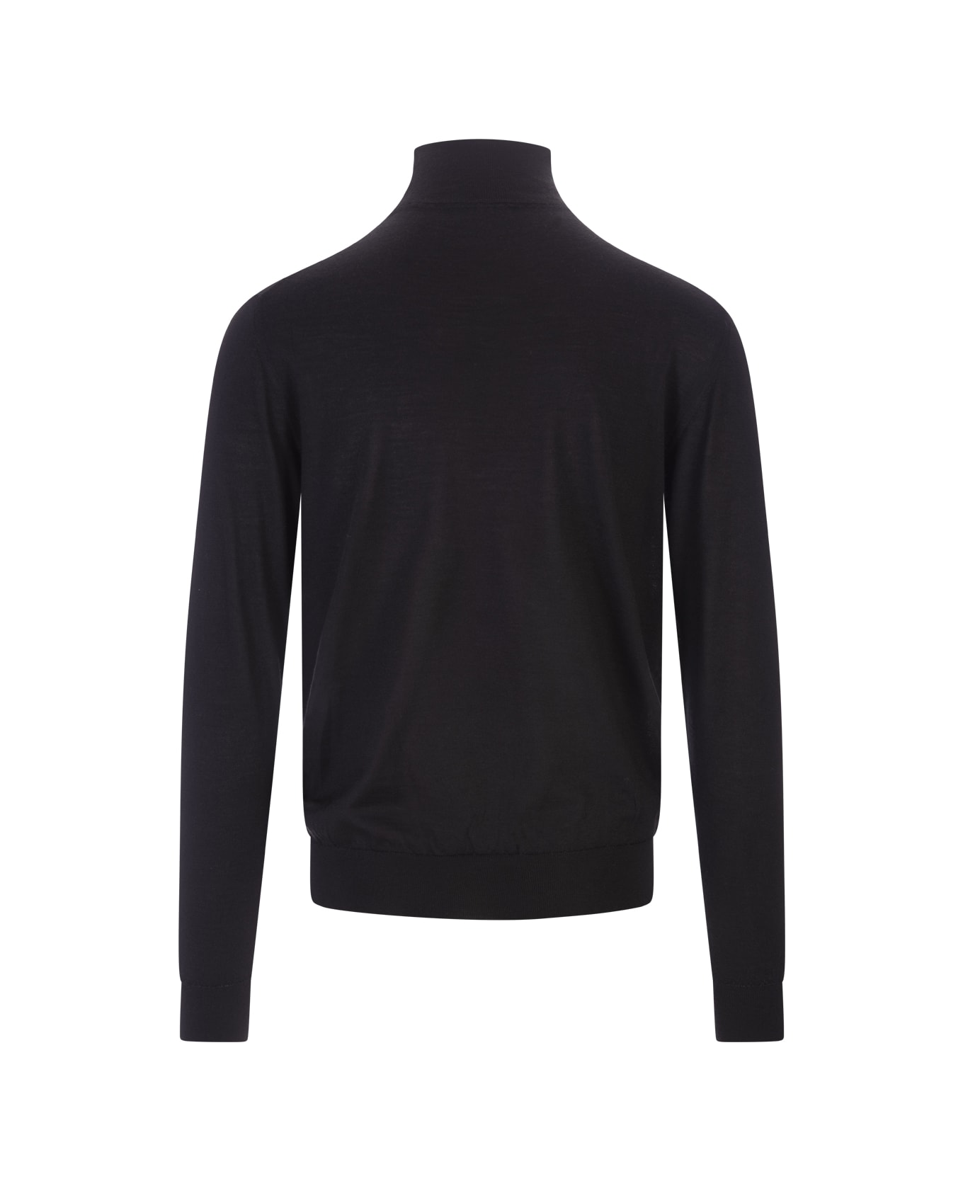 Fedeli Black Cashmere And Silk Turtleneck Pullover - Black