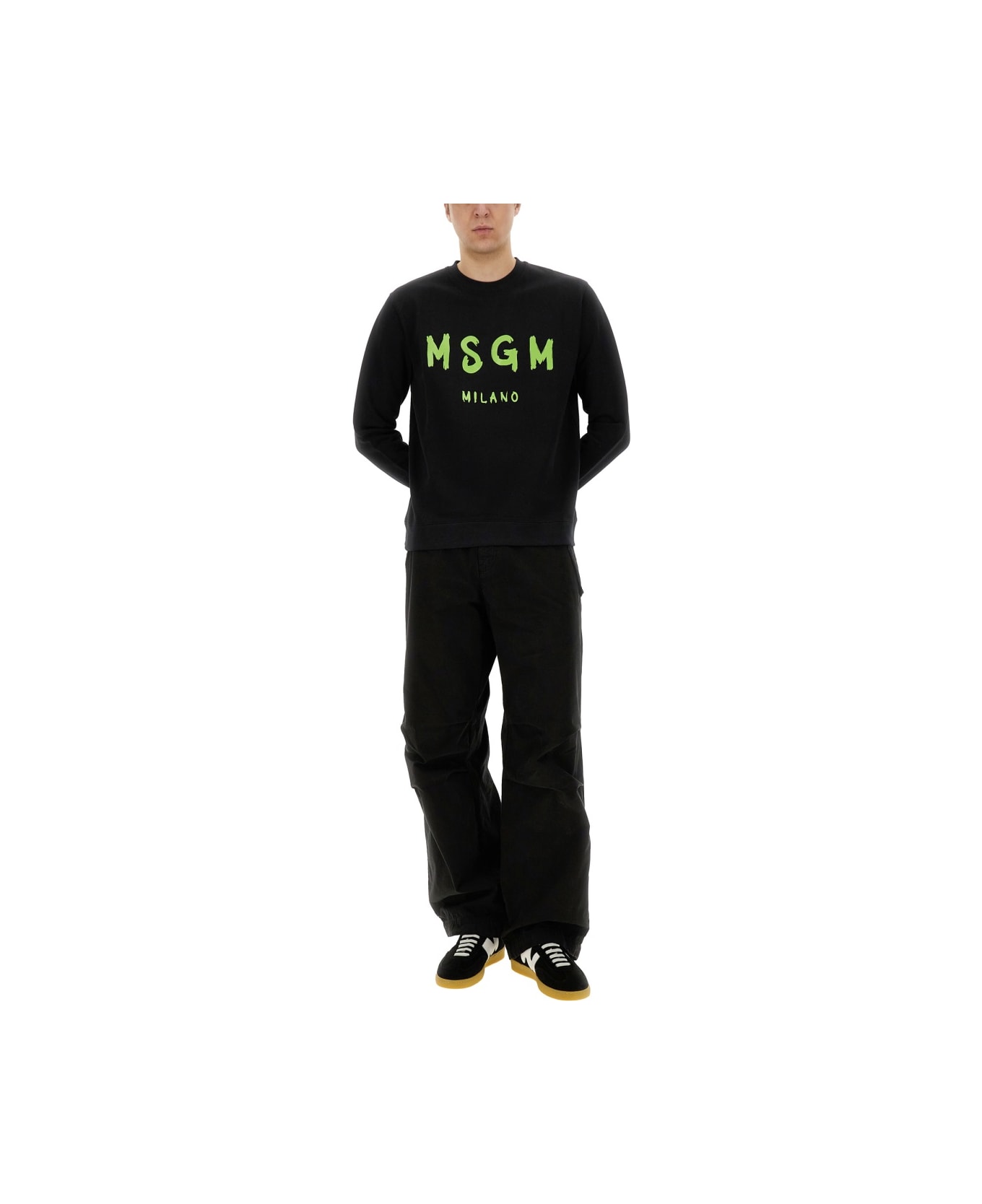 MSGM Cotton Sweatshirt - BLACK