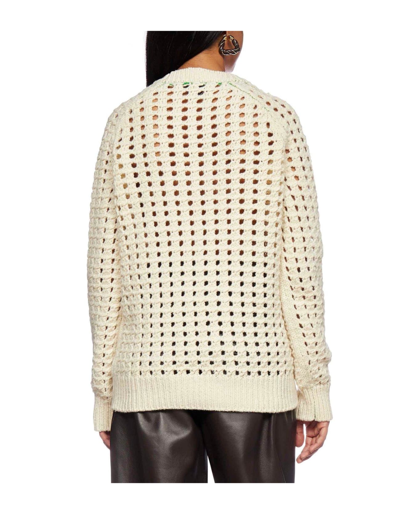Bottega Veneta Openknitted Crewneck Jumper - WHITE