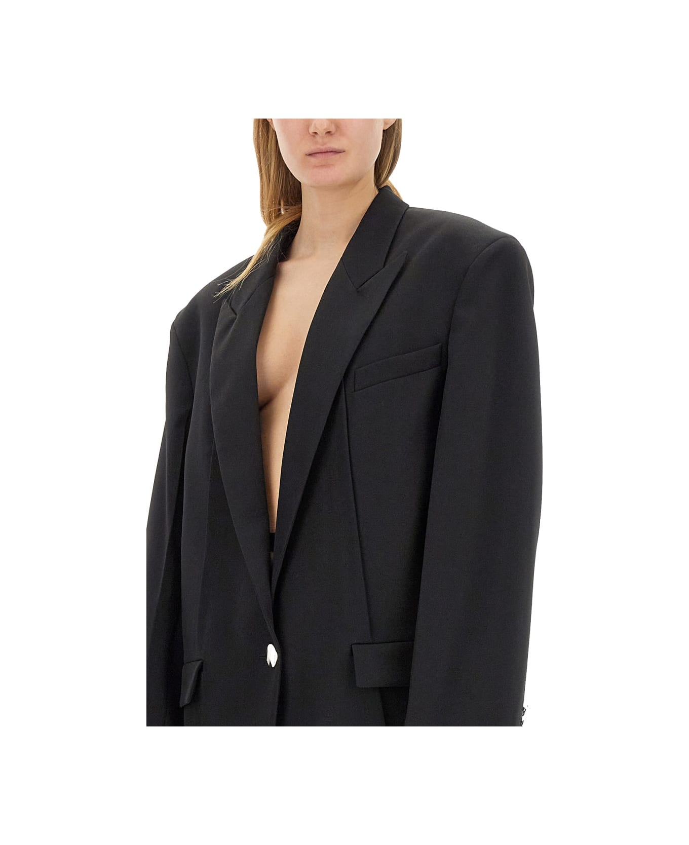 The Attico Single-breasted Jacket - BLACK