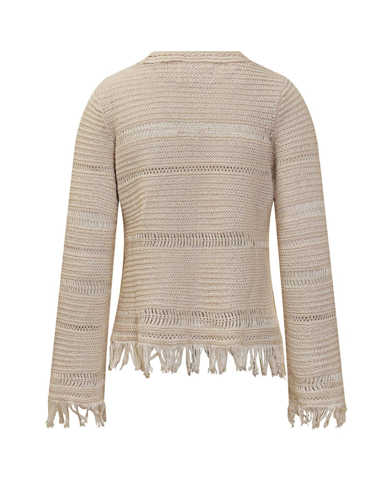 Marant Étoile Crewneck Fringed Jumper - WHITE