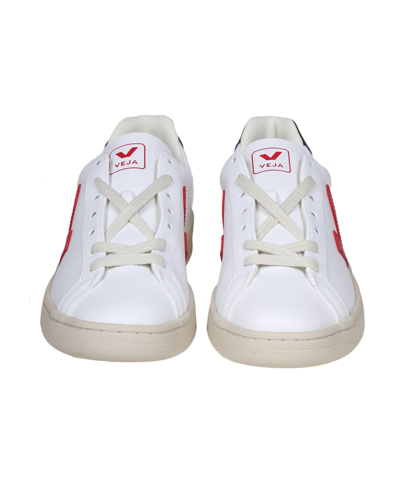 Veja Campo Chromefree In White/red Leather - White/red