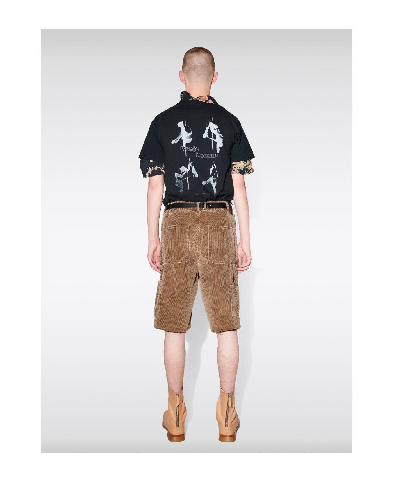 Our Legacy Joiner Short Light brown corduroy work shorts with spray paint - Joiner Short - Tortora
