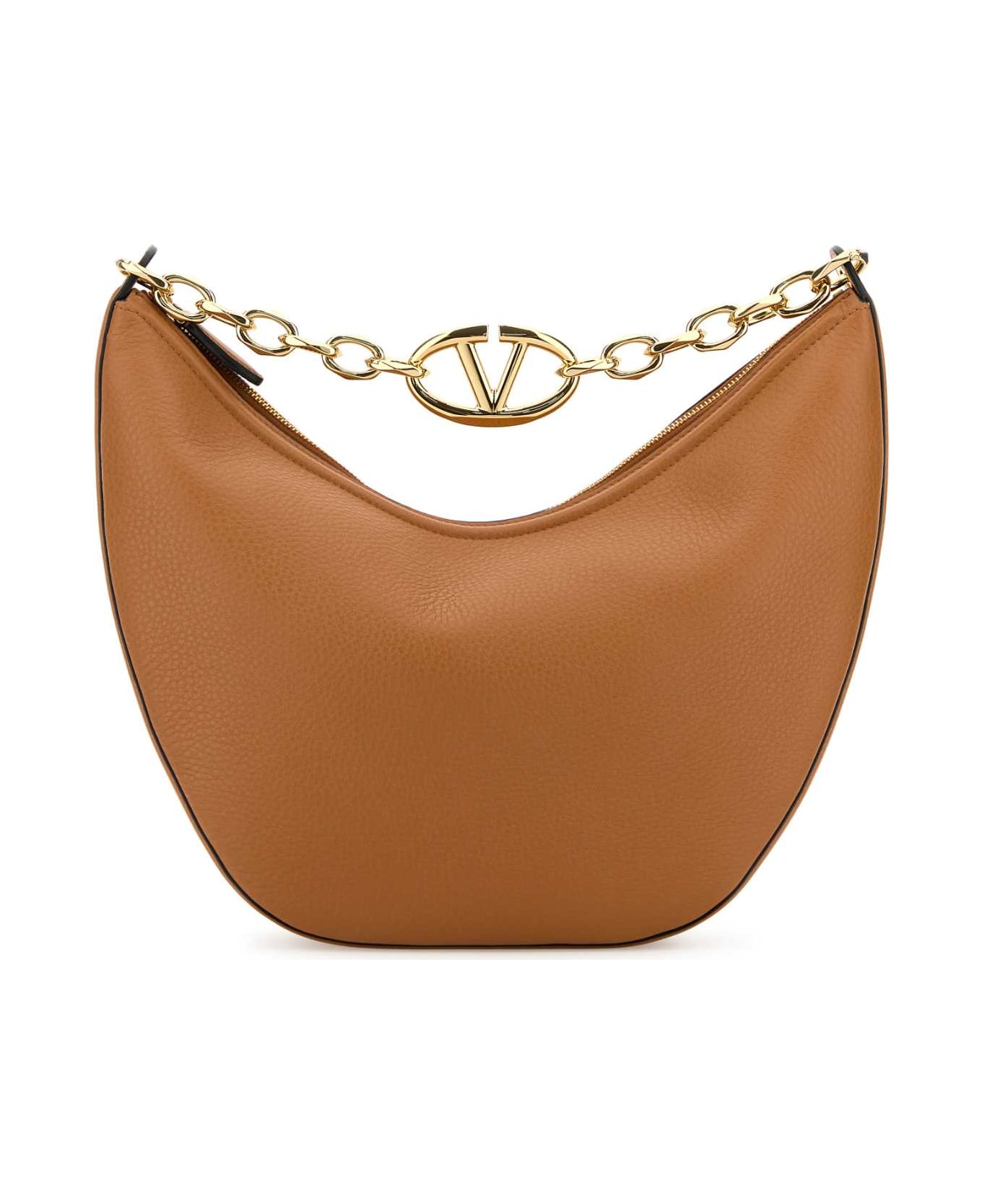 Valentino Garavani Camel Leather Medium Hobo Vlogo Moon Handbag - ALMONDBEIGE ショルダーバッグ