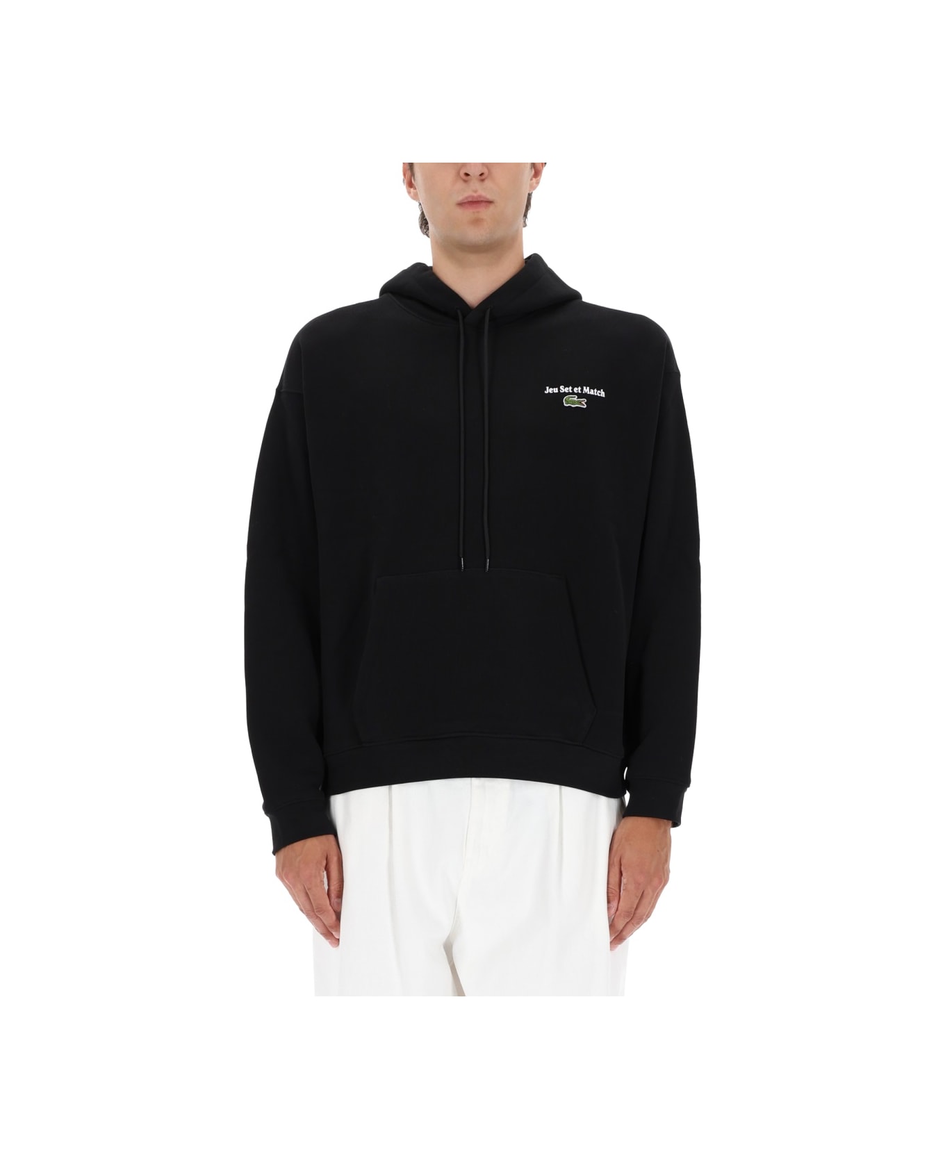 Lacoste Sweatshirt With Logo And Print - BLACK