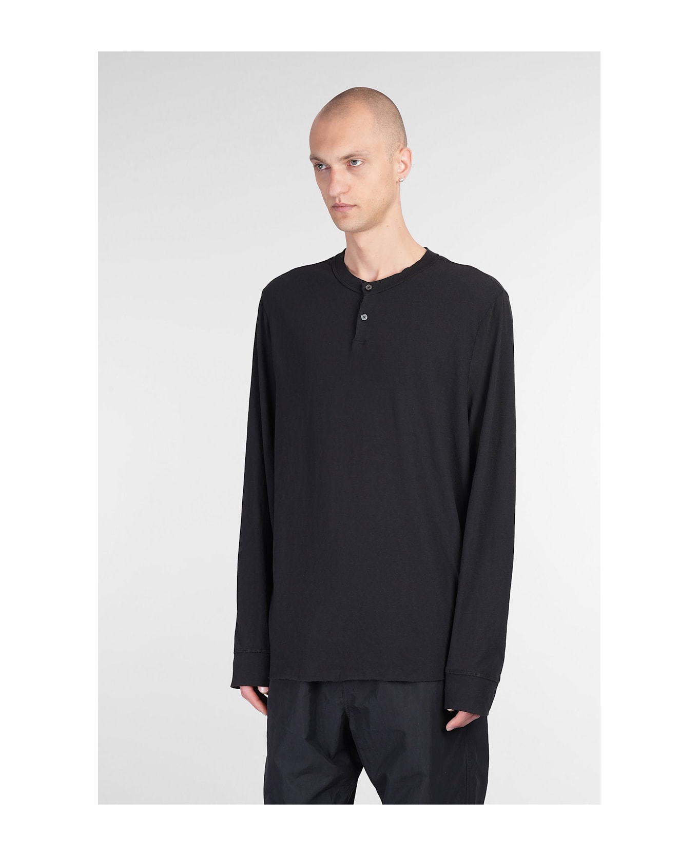 James Perse Polo In Black Cotton - black