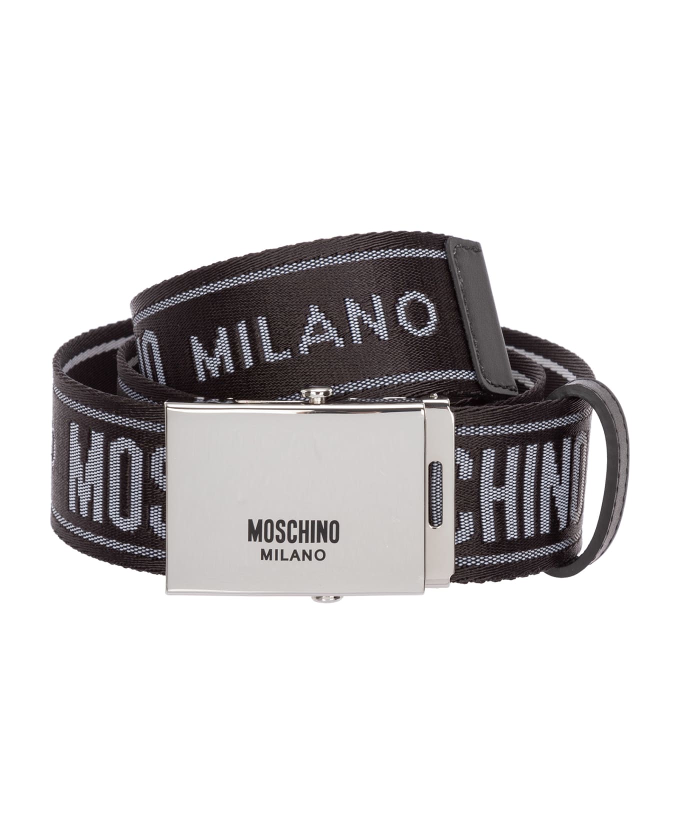 Moschino Logo Tape Belt - Black