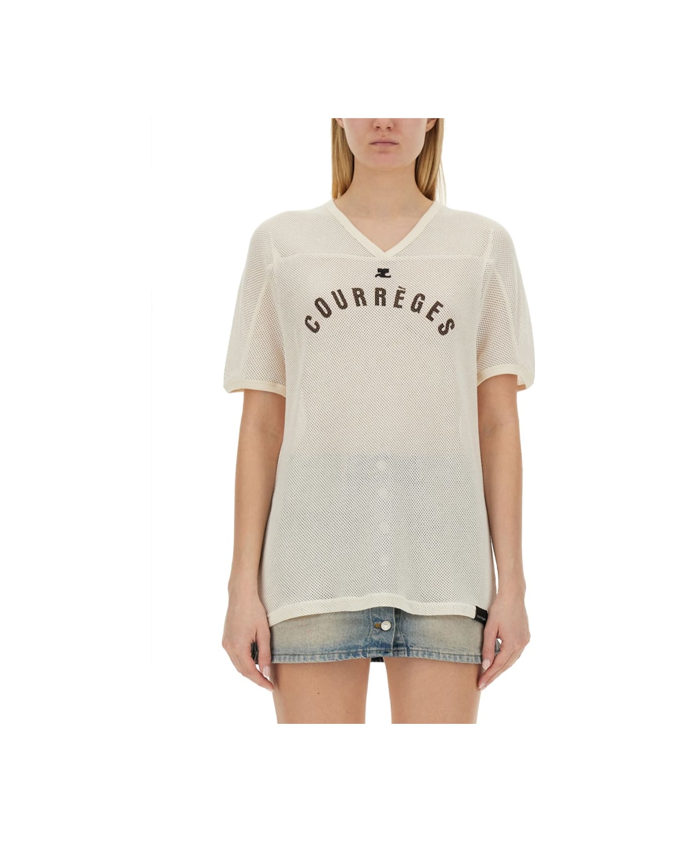 Courrèges T-shirt With Logo - IVORY Tシャツ