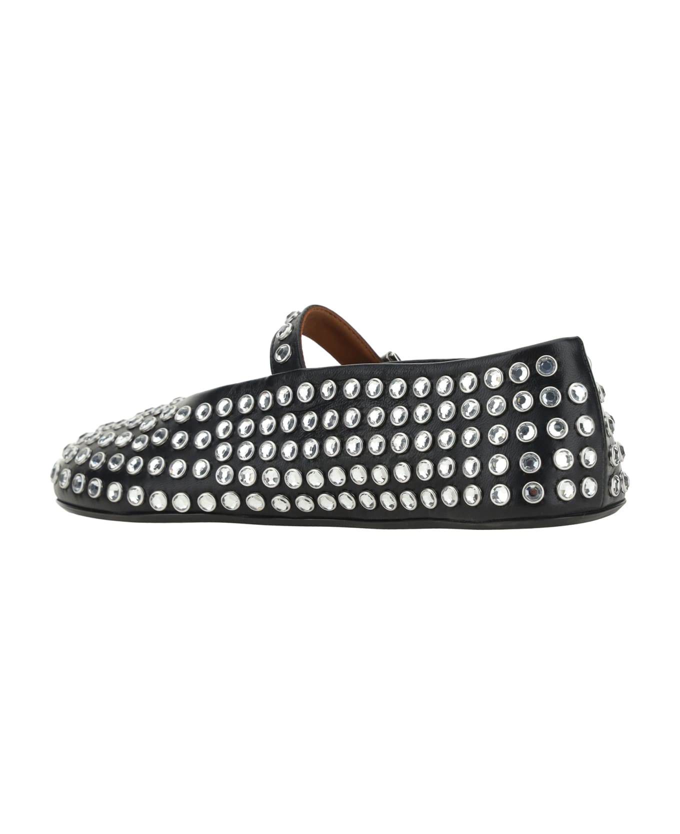 Alaia Ballet Flats With Crystals - Noir
