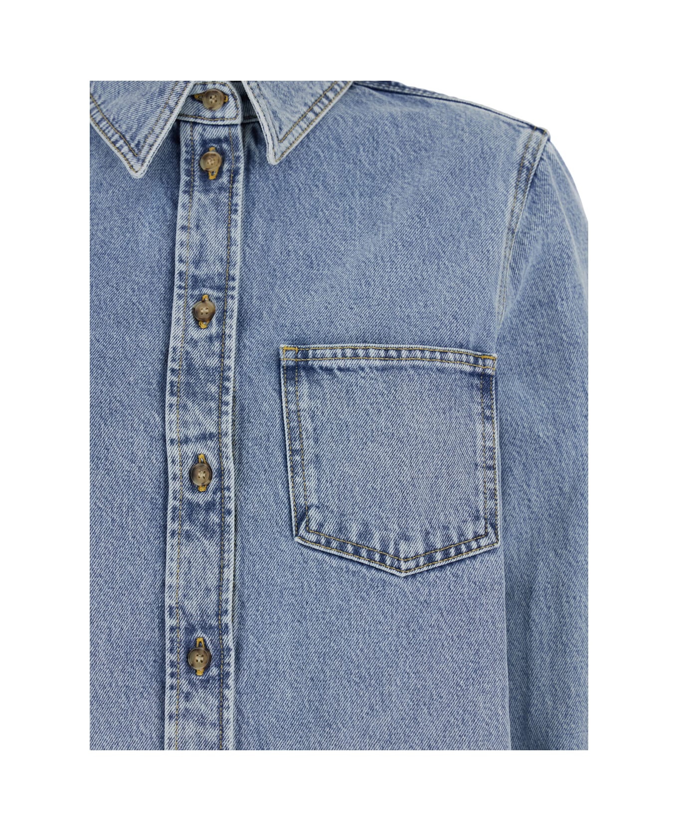 Totême Light Blue Shirt With Patch Pocket In Denim Woman - Blu