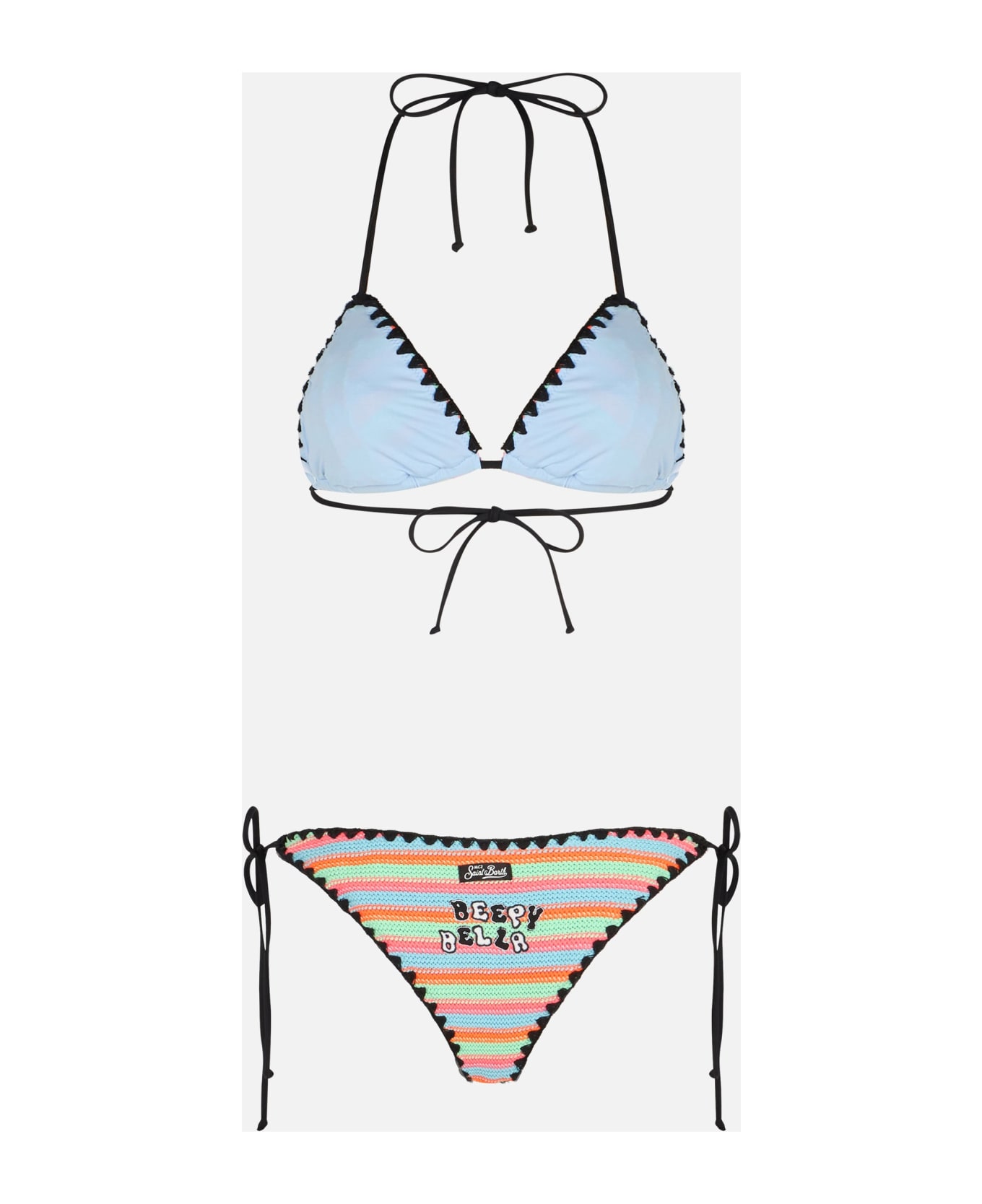 MC2 Saint Barth Women Crochet Triangle Bikini Maleah With Pacthes | Beepy Bella Special Edition - MULTICOLOR
