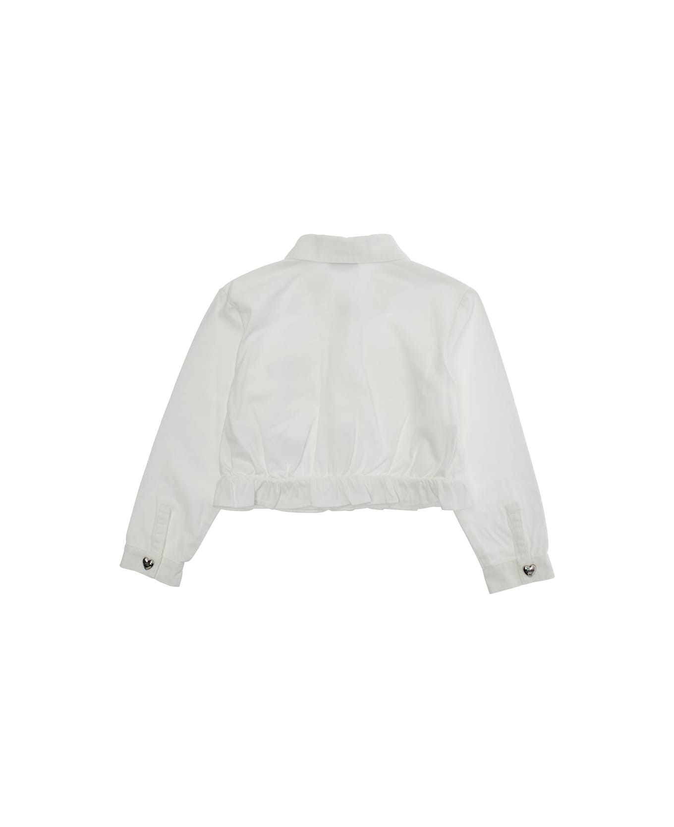 Moschino White Jacket With Teddy Bear Print On The Front In Cotton Girl - White