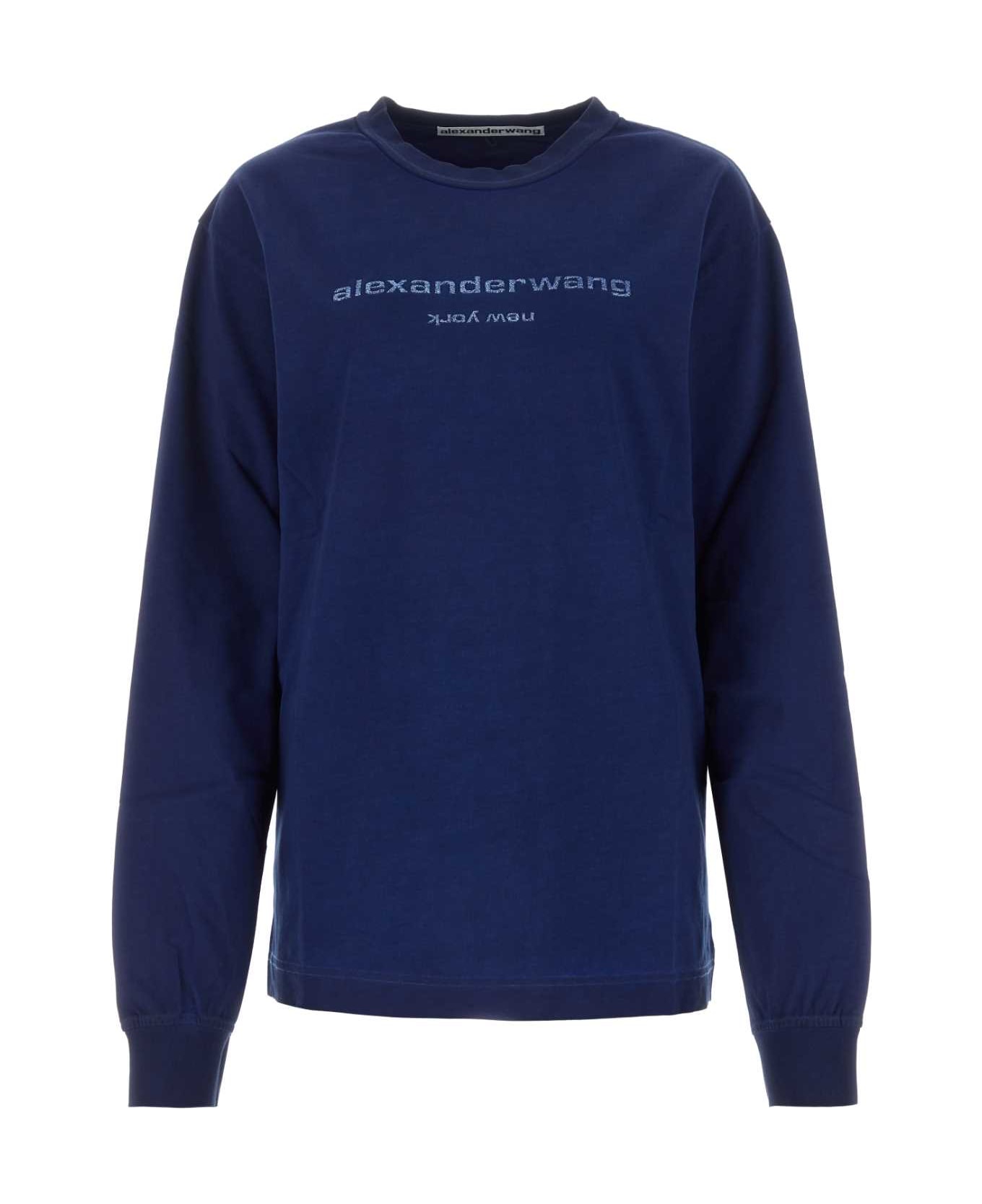 Alexander Wang Blue Cotton Oversize T-shirt - DARKNAVYCOMBO Tシャツ