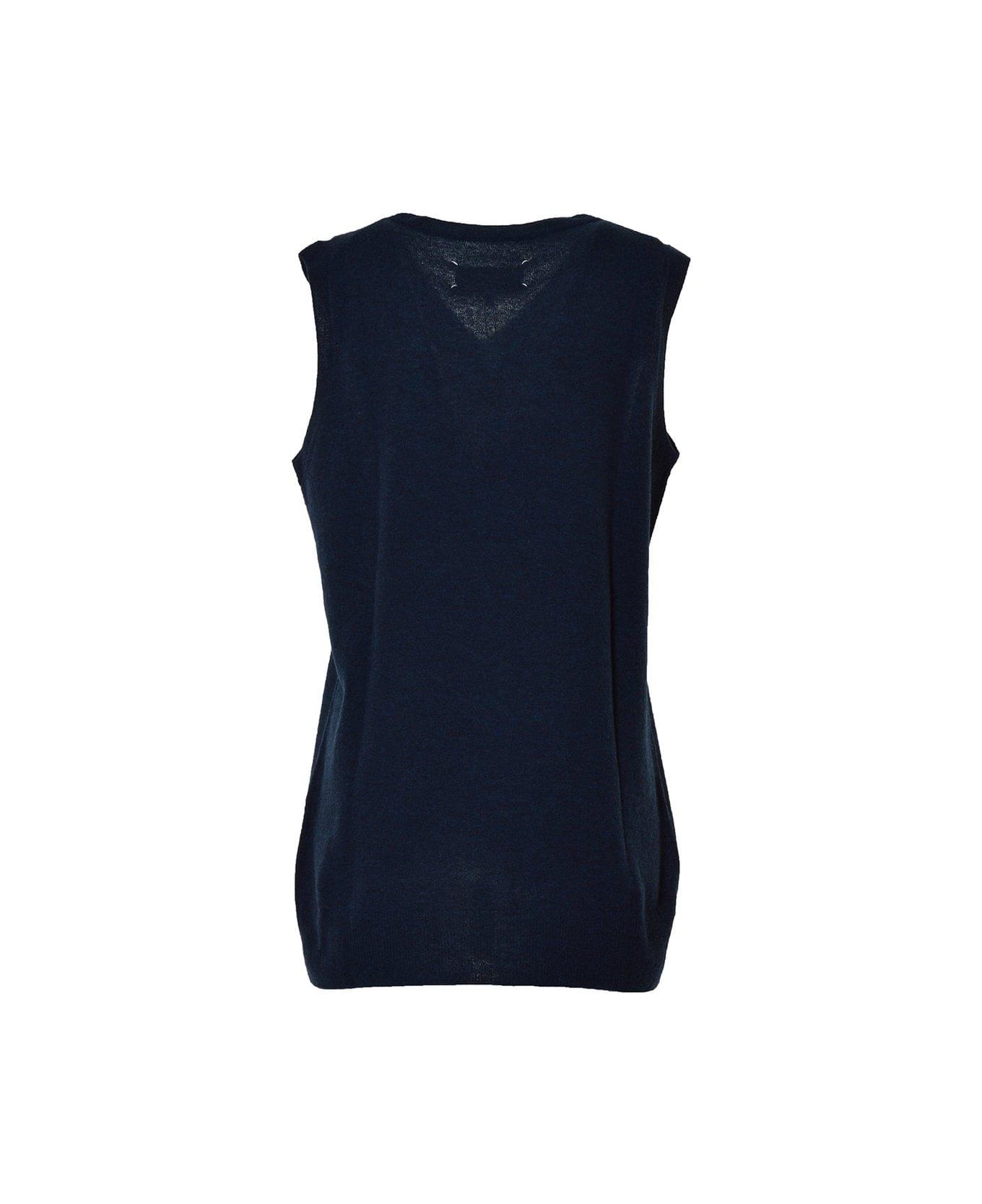 Maison Margiela V-neck Knitted Vest - Blu ベスト