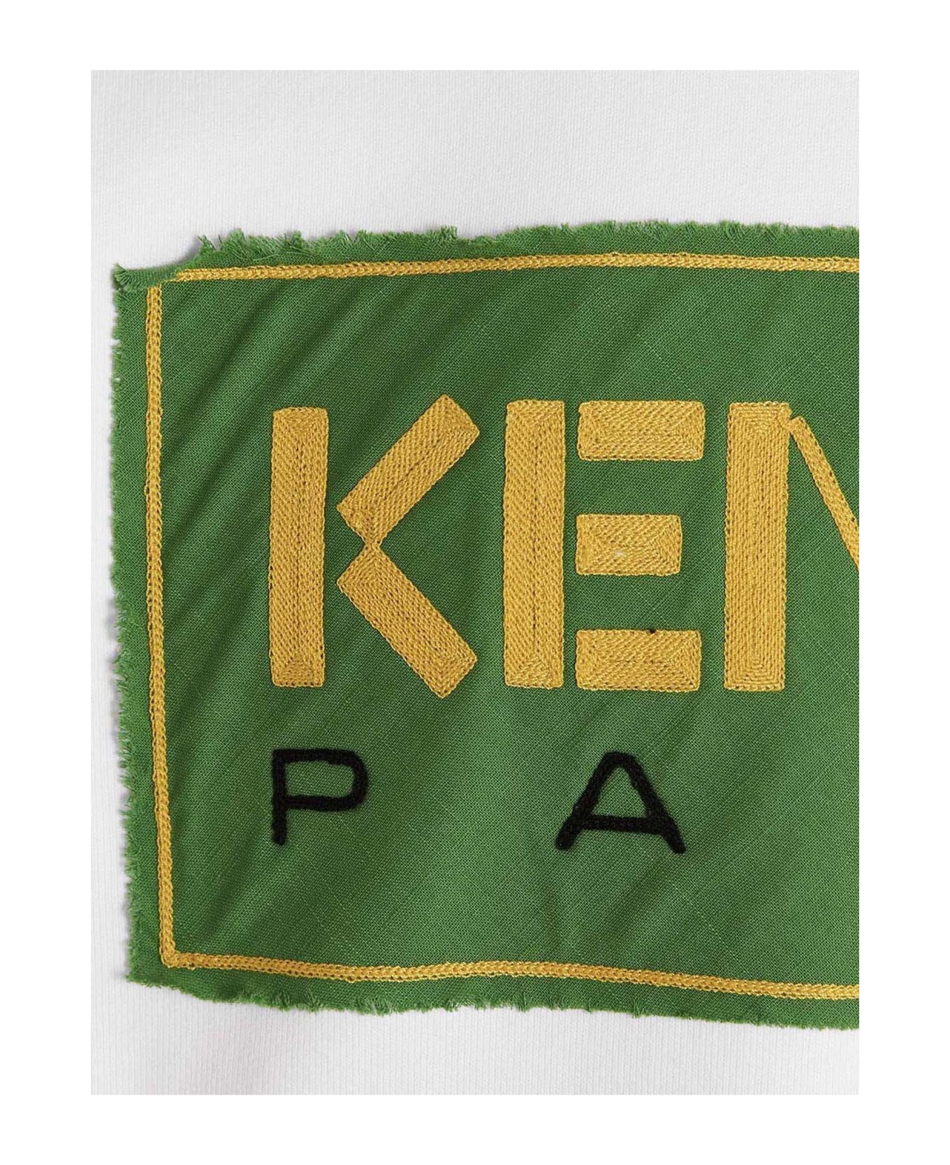 Kenzo Logo Embroidery Hoodie - WHITE