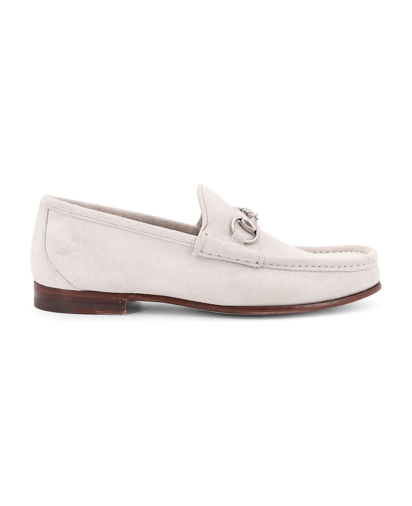 Gucci Suede Loafers With Iconic Horsebit - White
