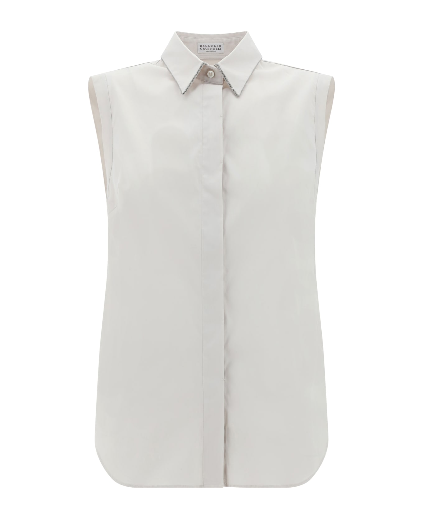 Brunello Cucinelli Sleeveless Shirt With Monili Details - White シャツ