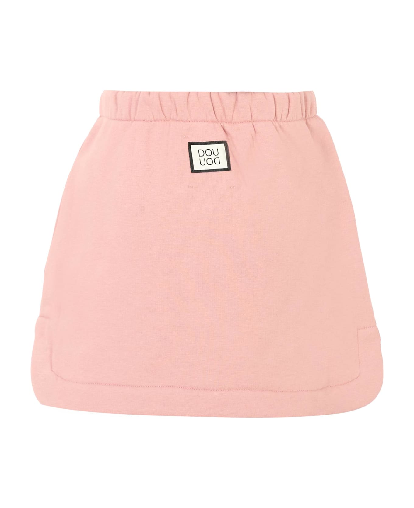 Douuod Pink Skirt For Girl With Logo Patch - Pink