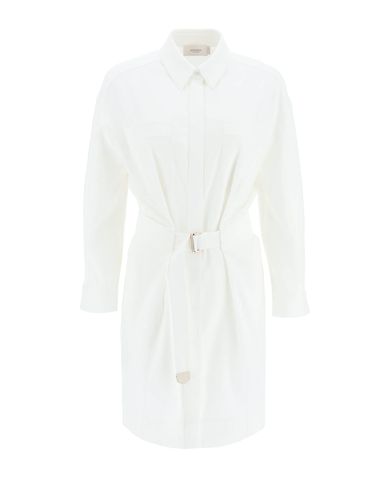Agnona Belted Twill Shirt Dress - WHITE (White) コート