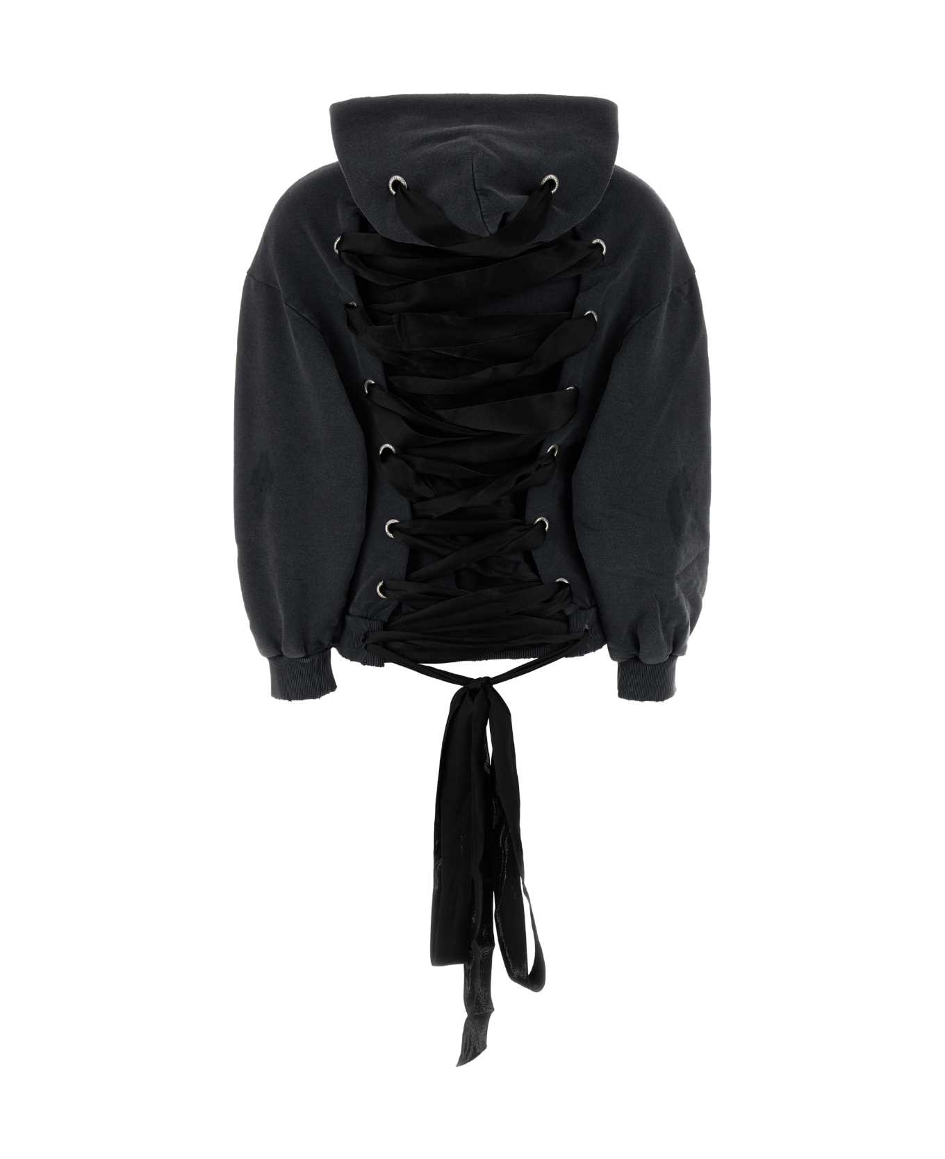 Balenciaga Graphite Cotton Sweatshirt - FADED WASHED BLACK