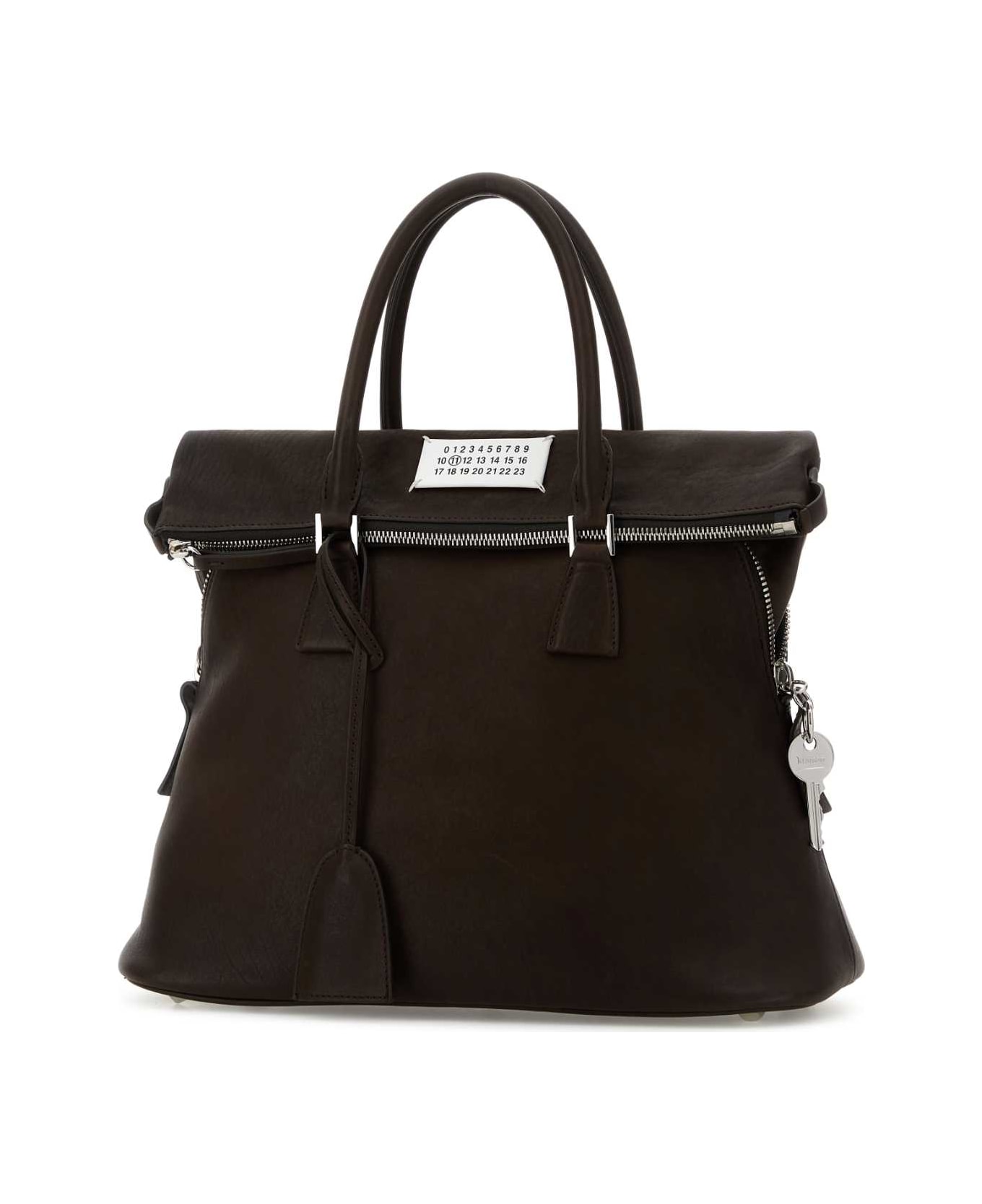 Maison Margiela Dark Brown Leather Medium 5ac Loved To Death Handbag - �b�ne