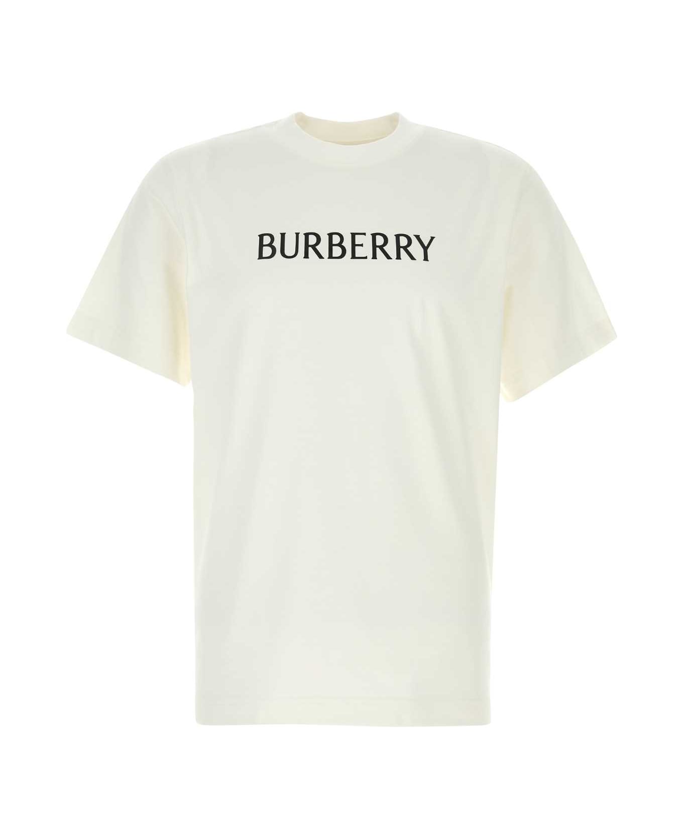 Burberry White Cotton T-shirt - CHALK