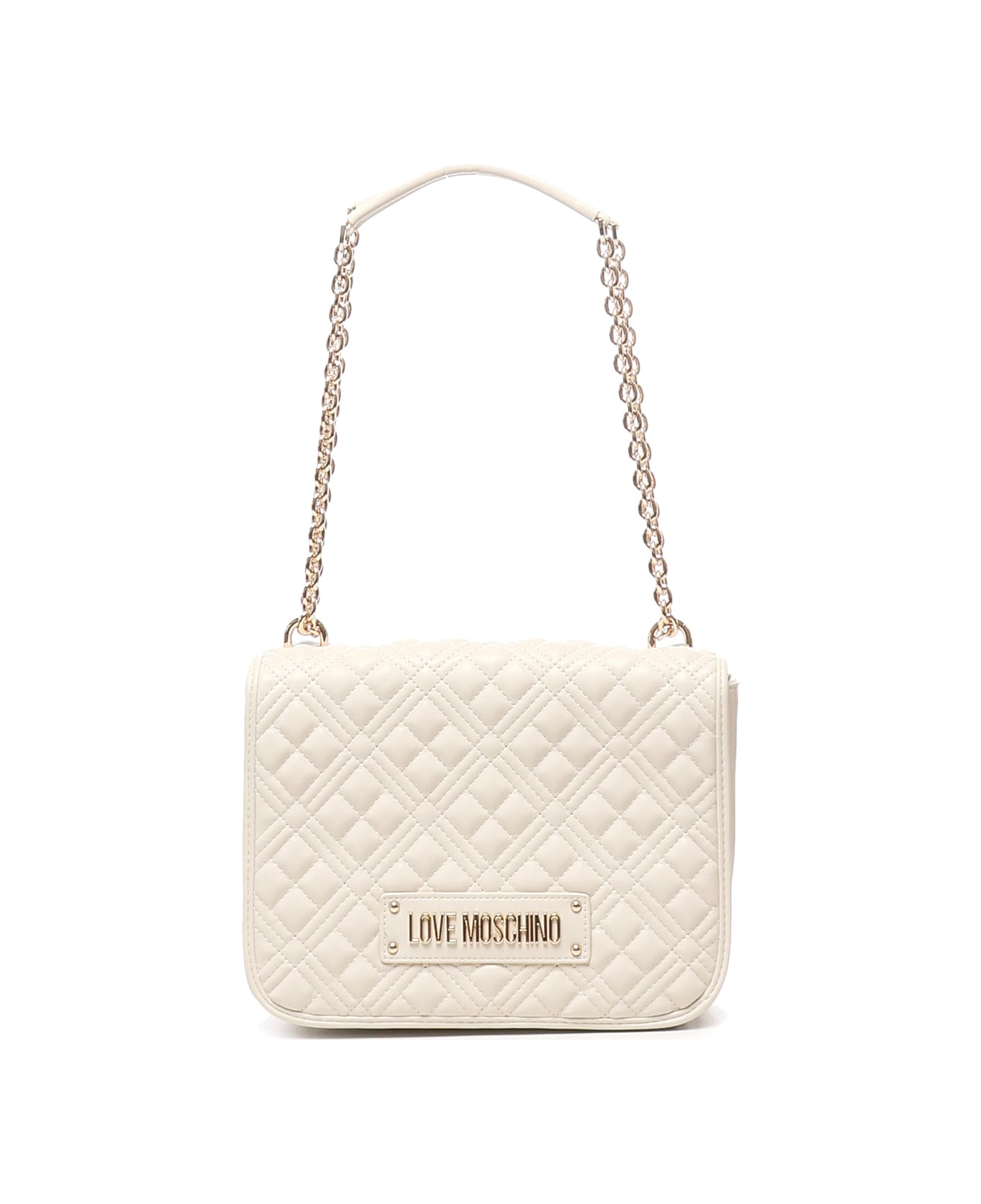 Love Moschino Quilted Shoulder Bag With Logo - White