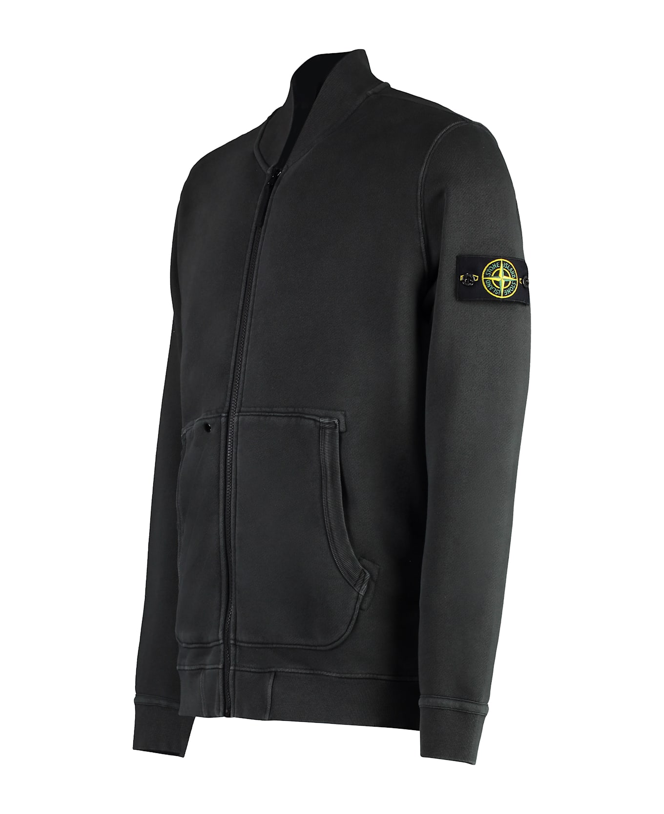 Stone Island Full Zip Cotton Hoodie - grey