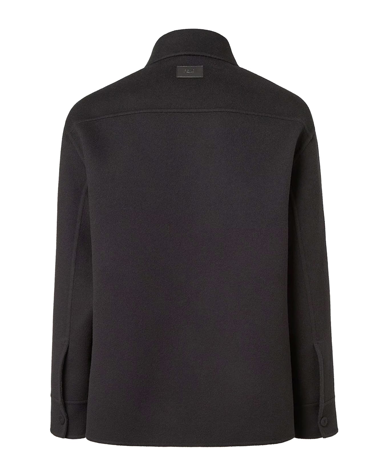 Fendi Wool Coat With Ff Embossed Detail - BLACK/GREY