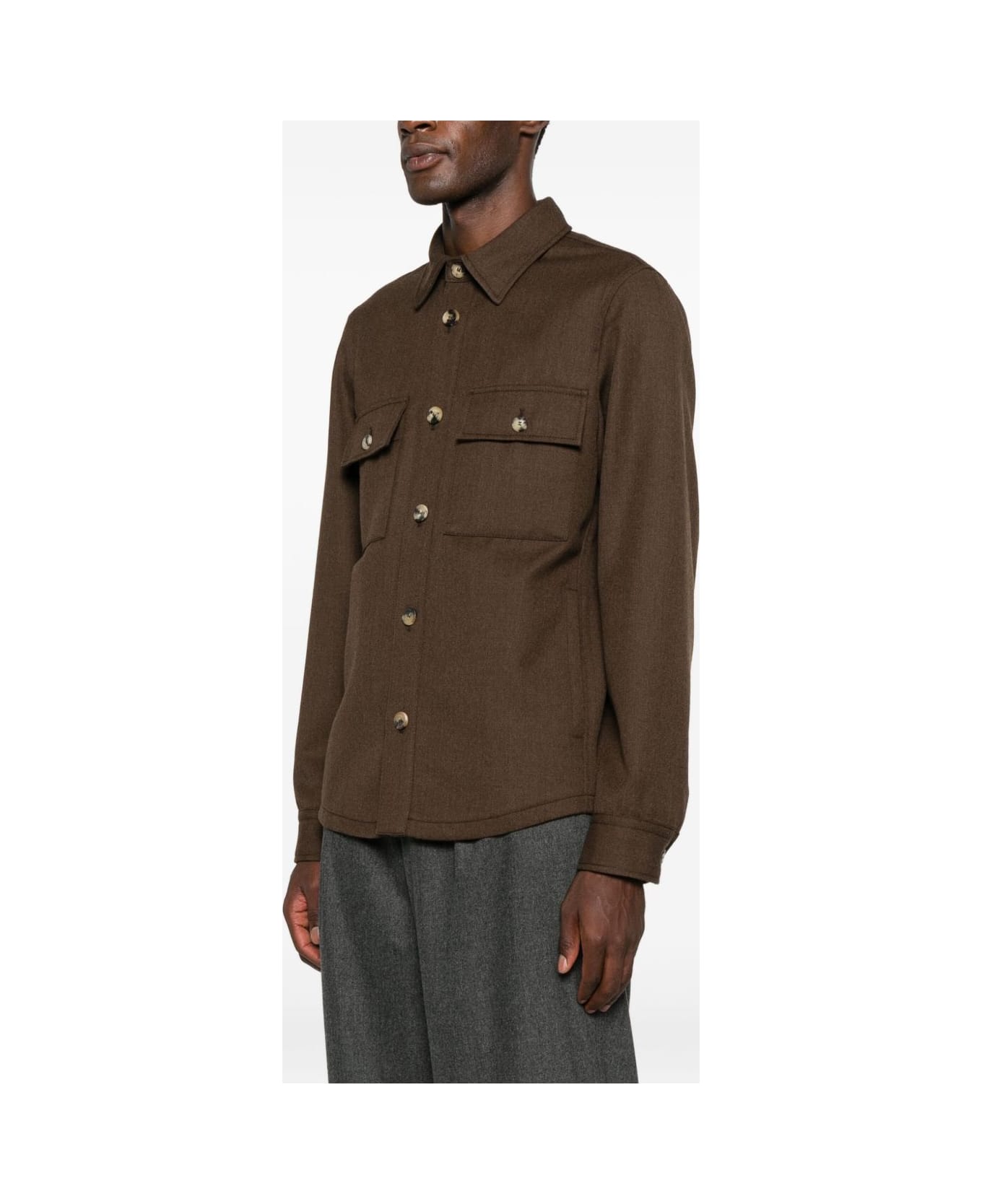 Jacob Cohen Wool Shirt Jacket - Brown