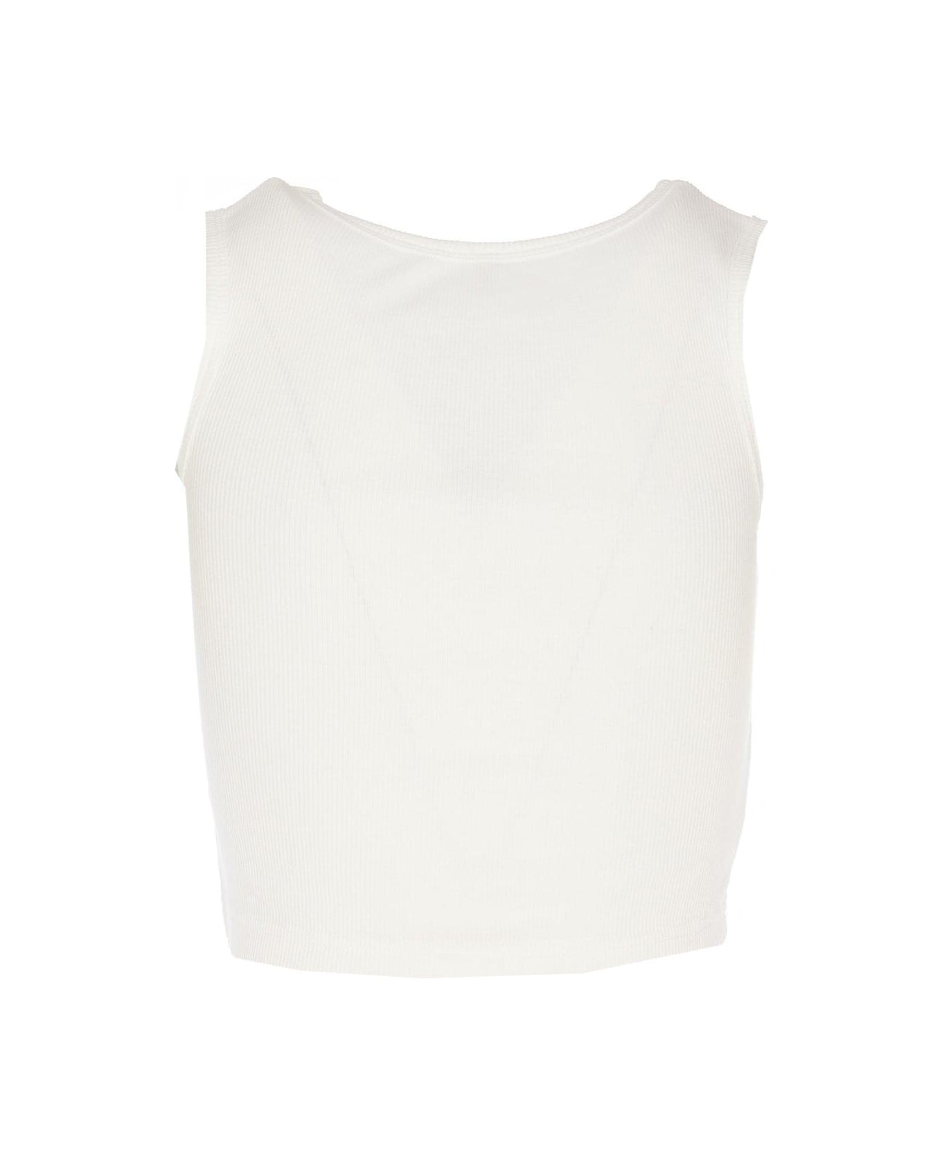 R13 Destroyed Cropped Tank Top - Beige