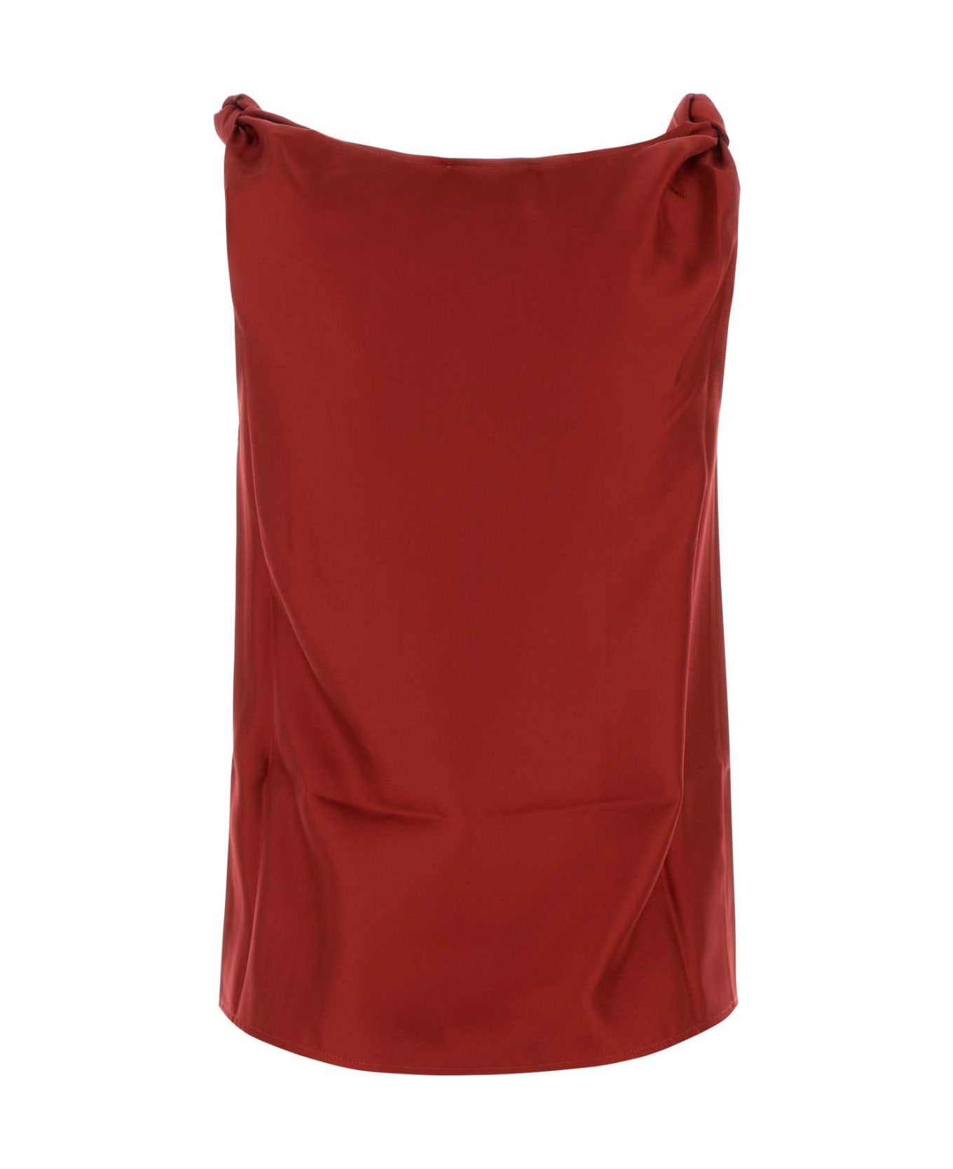 Loulou Studio Red Twill Remy Top - TOMATO