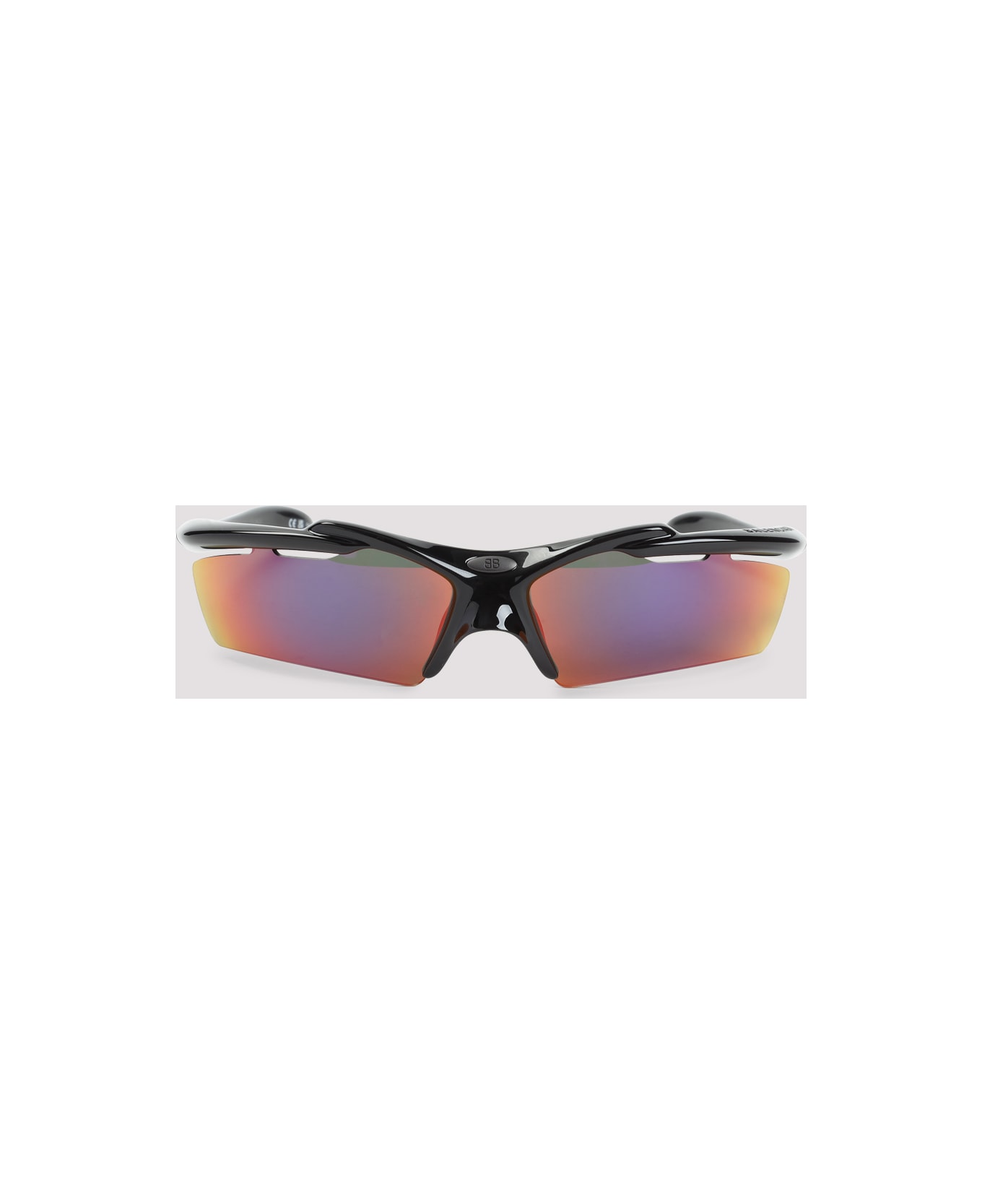 Balenciaga Black Acetate Turbo Rectangle Sunglasses - BLACK/ MIRR INFRARED