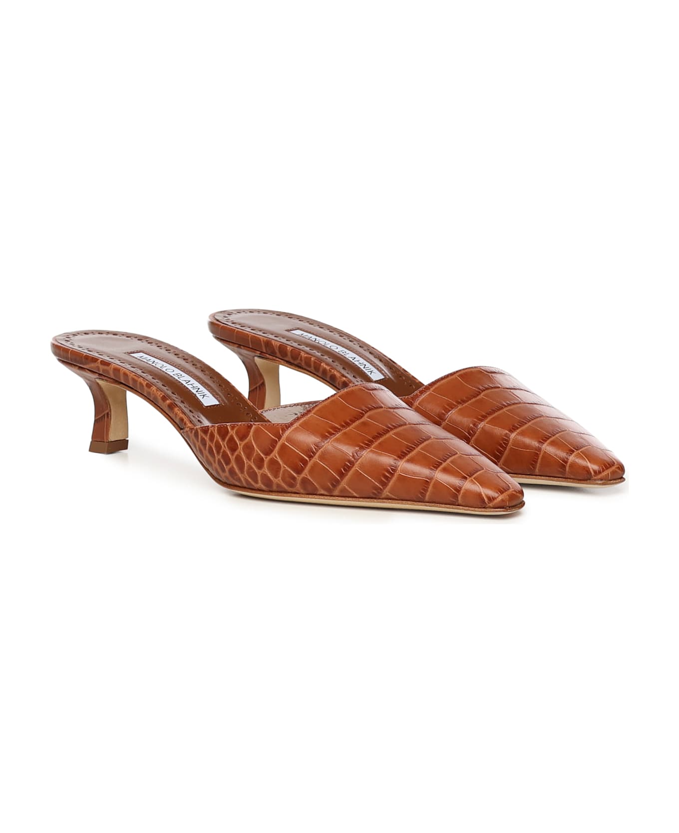 Manolo Blahnik Moiramu Leather Mules - Brown