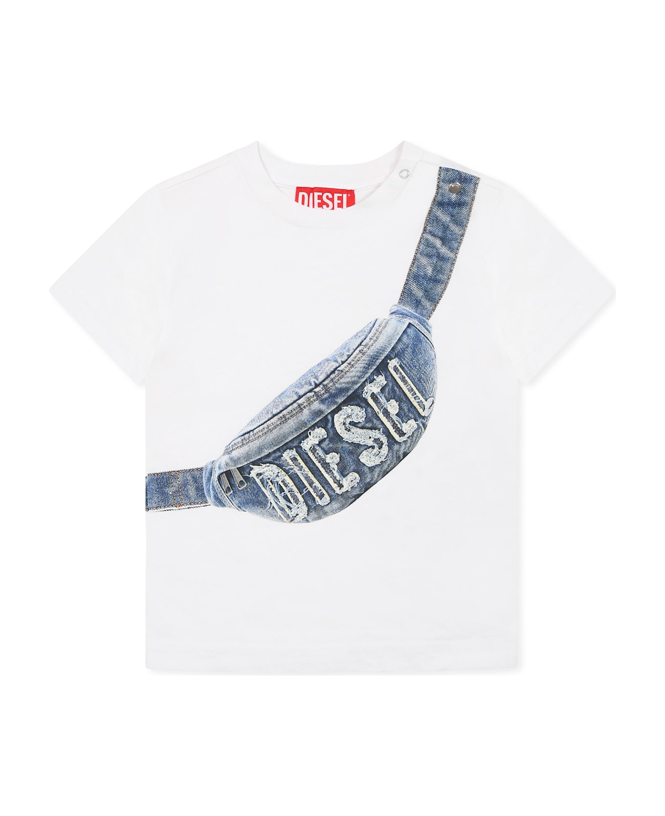 Diesel White T-shirt For Baby Boy With Pouch - White