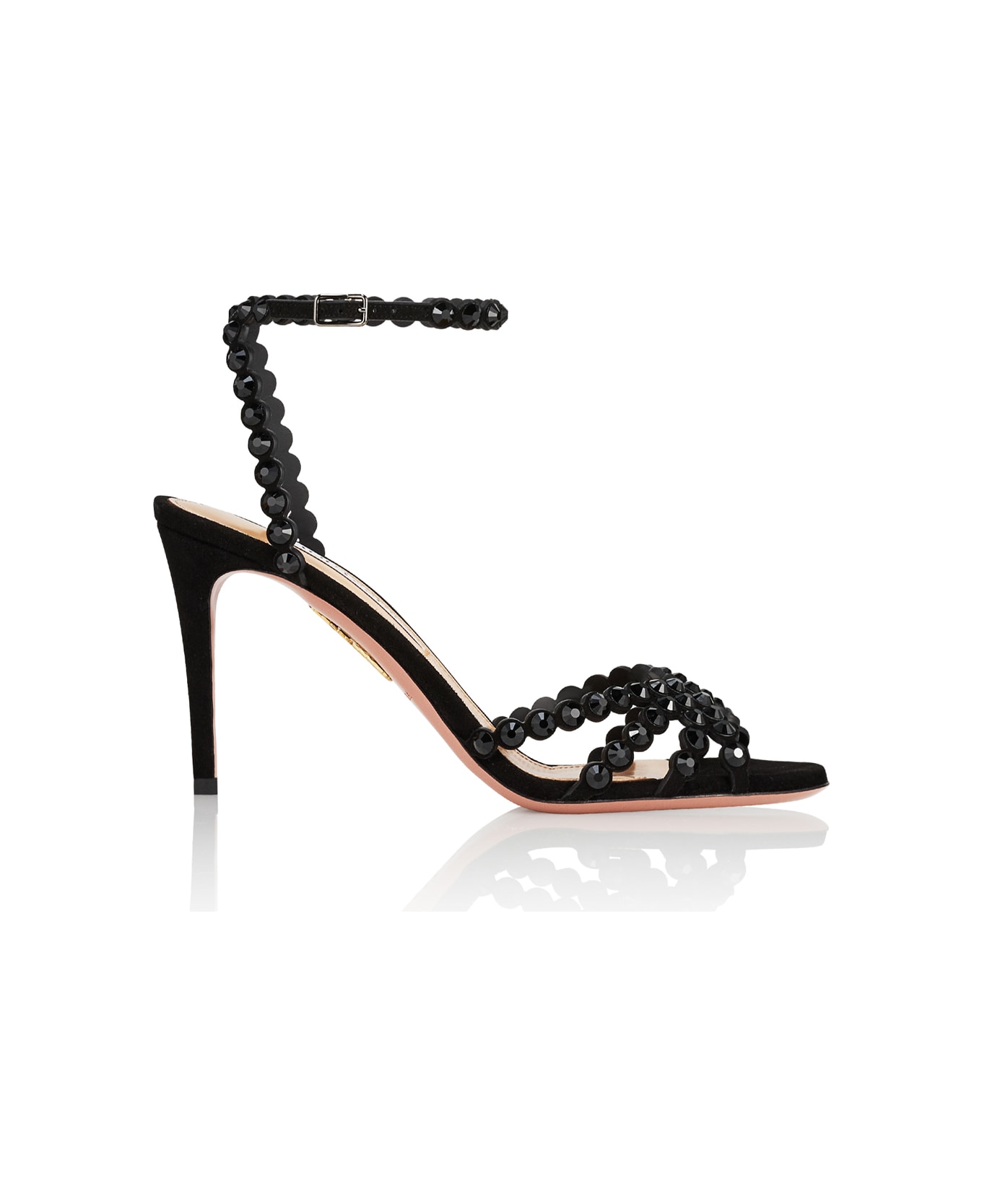 Aquazzura Tequila Embellished Open Toe Sandals - Black