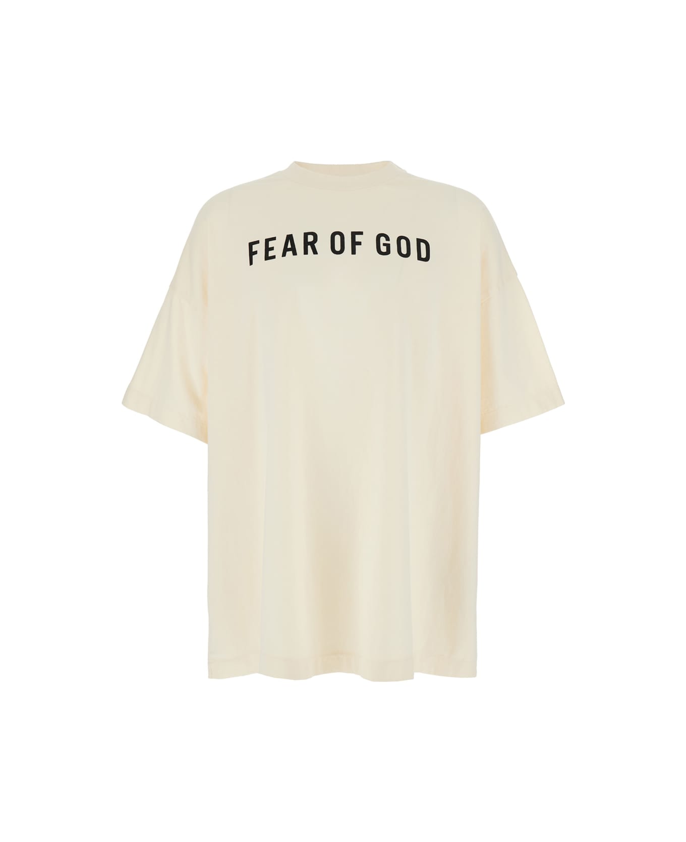 Fear of God Beiget-shirt With Contrasting Front Logo Print In Cotton Man - Beige